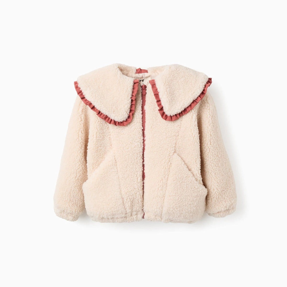Chaqueta de Sherpa con Cuello Maxi para Niña, Beige ZY