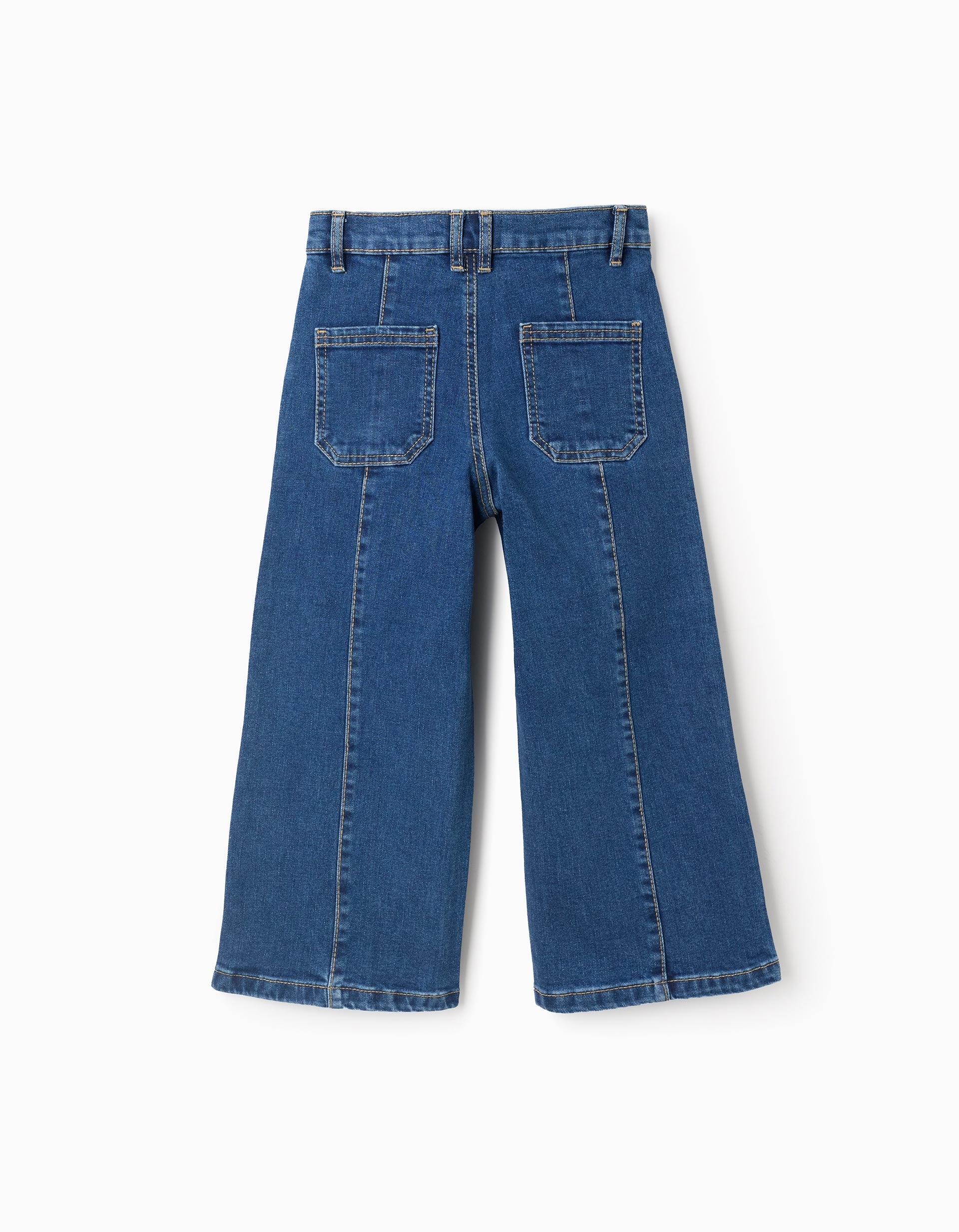 Vaqueros 'Wide Leg' con Costuras En Relieve, Azul Zy
