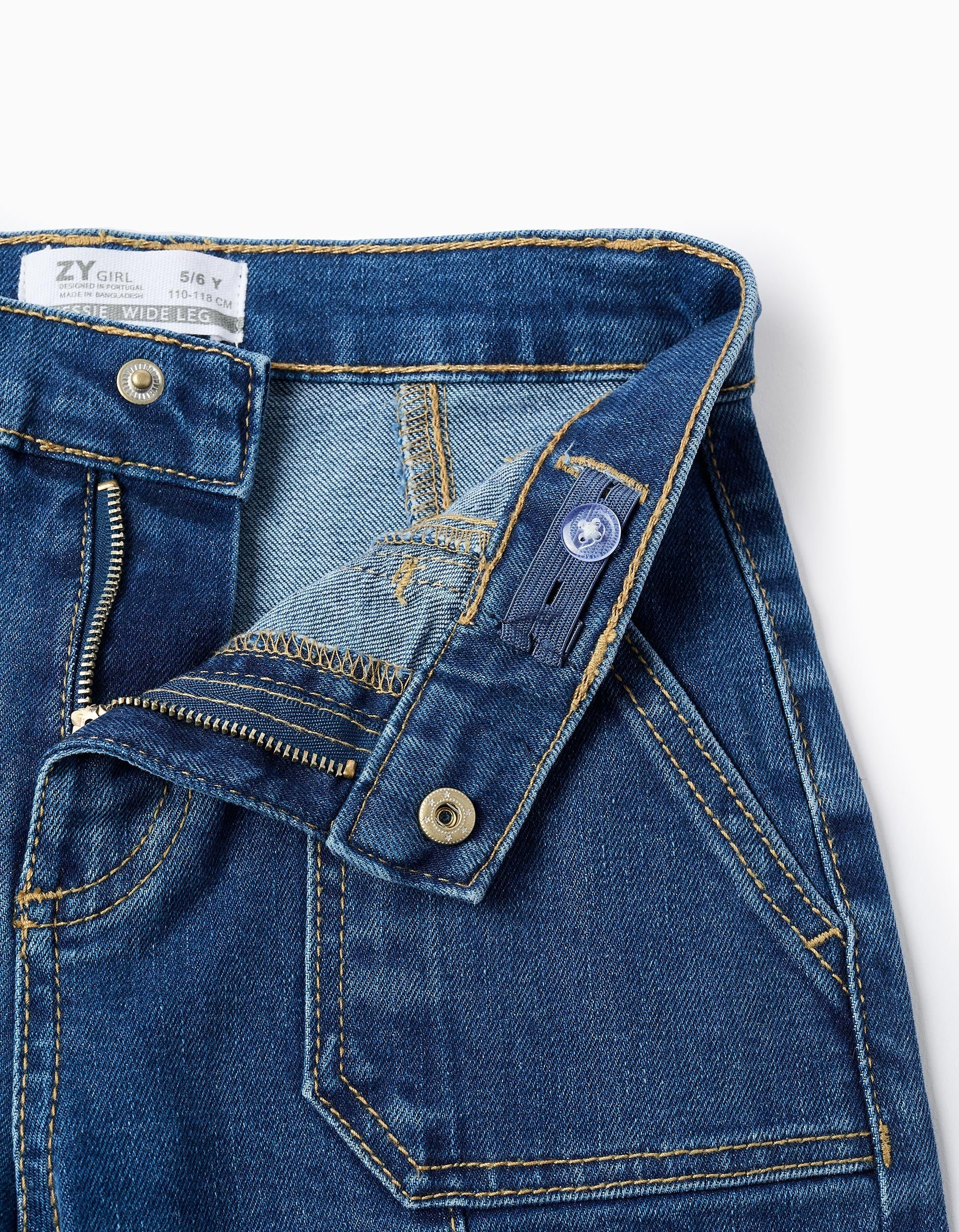Vaqueros 'Wide Leg' con Costuras En Relieve, Azul Zy