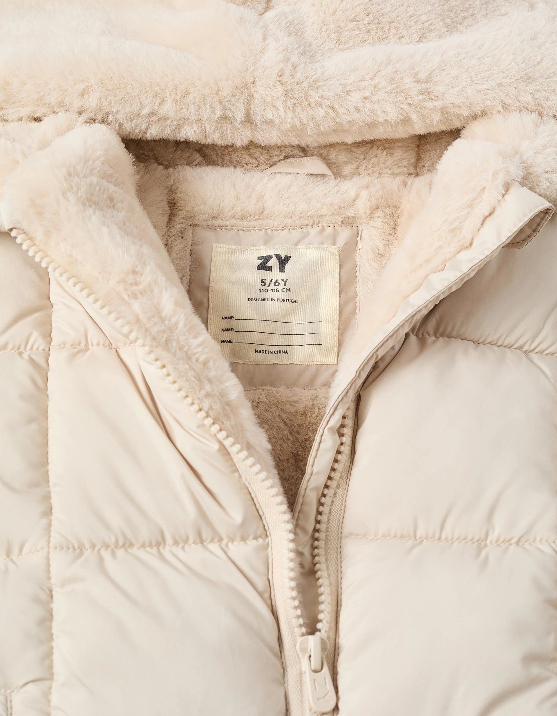 Chaqueta Acolchada con Forro Afelpado, Beige  ZY