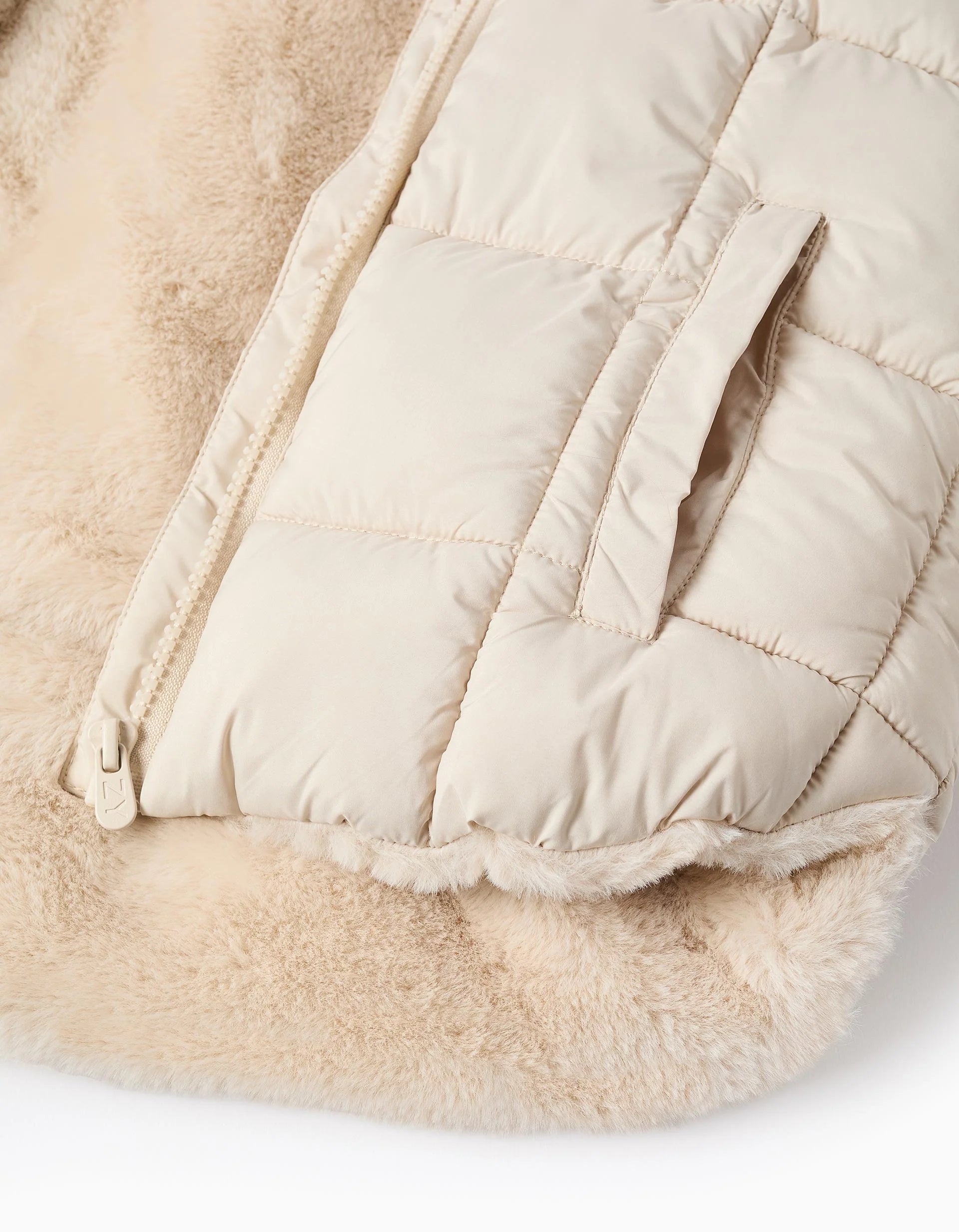 Chaqueta Acolchada con Forro Afelpado, Beige  ZY