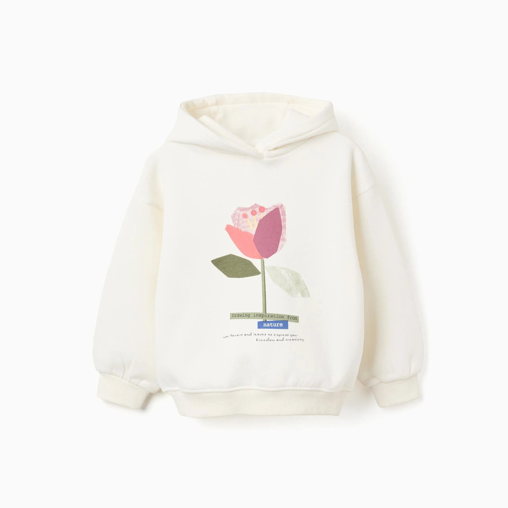 Sudadera Perchada con capucha y estampado "Flor" ZY