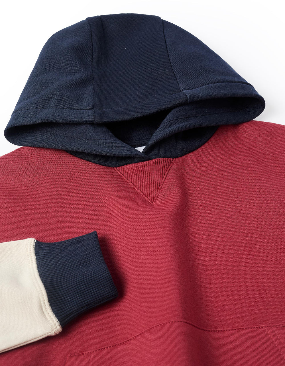 Sudadera Perchada con Capucha para Niño, Rojo/Beige/Azul ZY