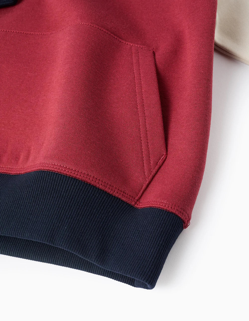 Sudadera Perchada con Capucha para Niño, Rojo/Beige/Azul ZY