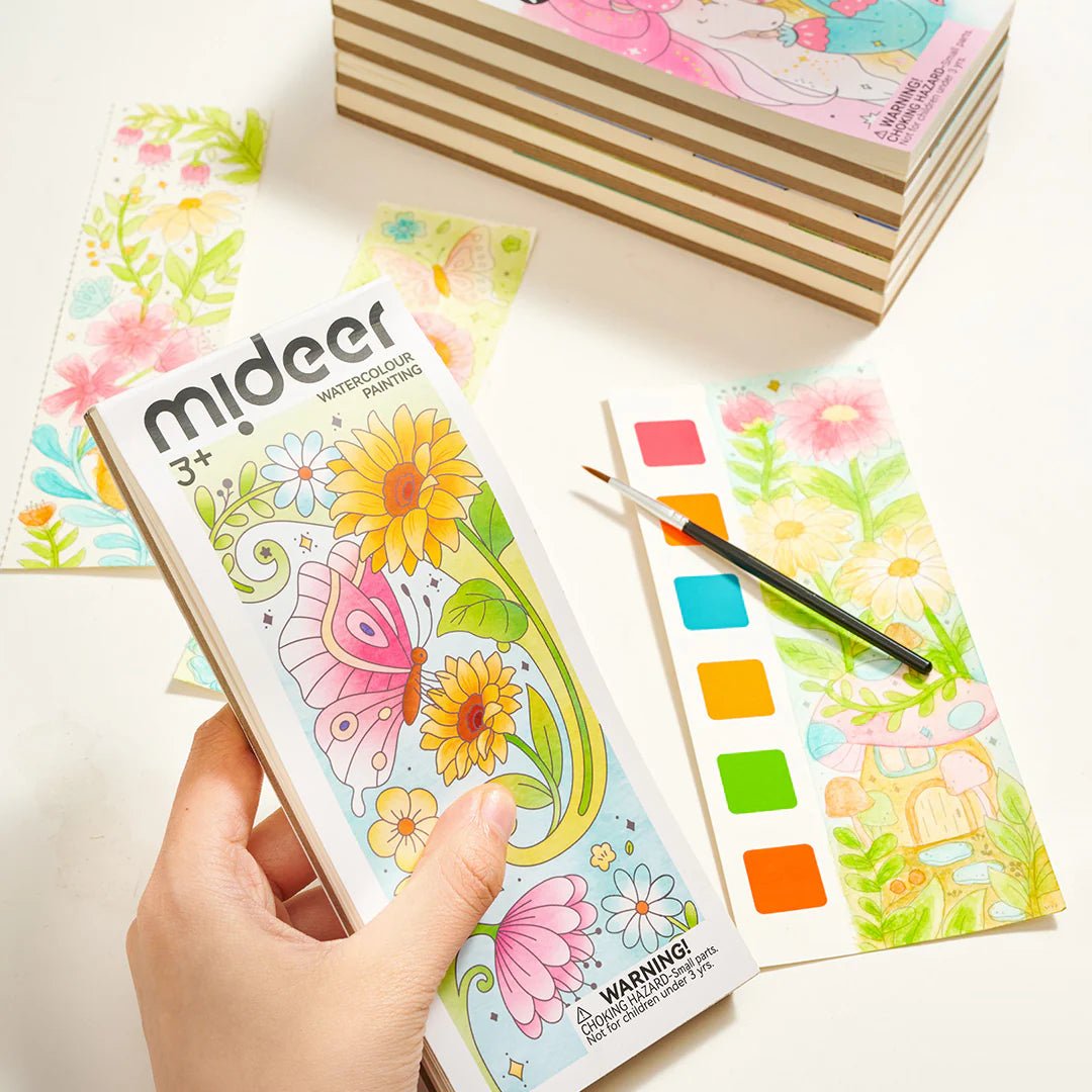 Bloc De Viaje Colorear Con Acuarelas Butterfly Flower Mideer - Mideer - PetitGegant