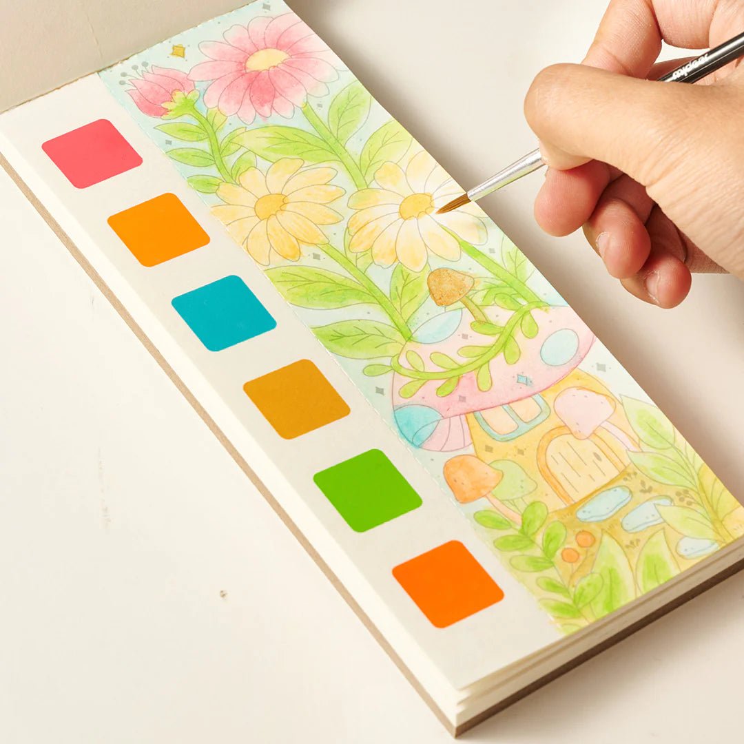Bloc De Viaje Colorear Con Acuarelas Butterfly Flower Mideer - Mideer - PetitGegant