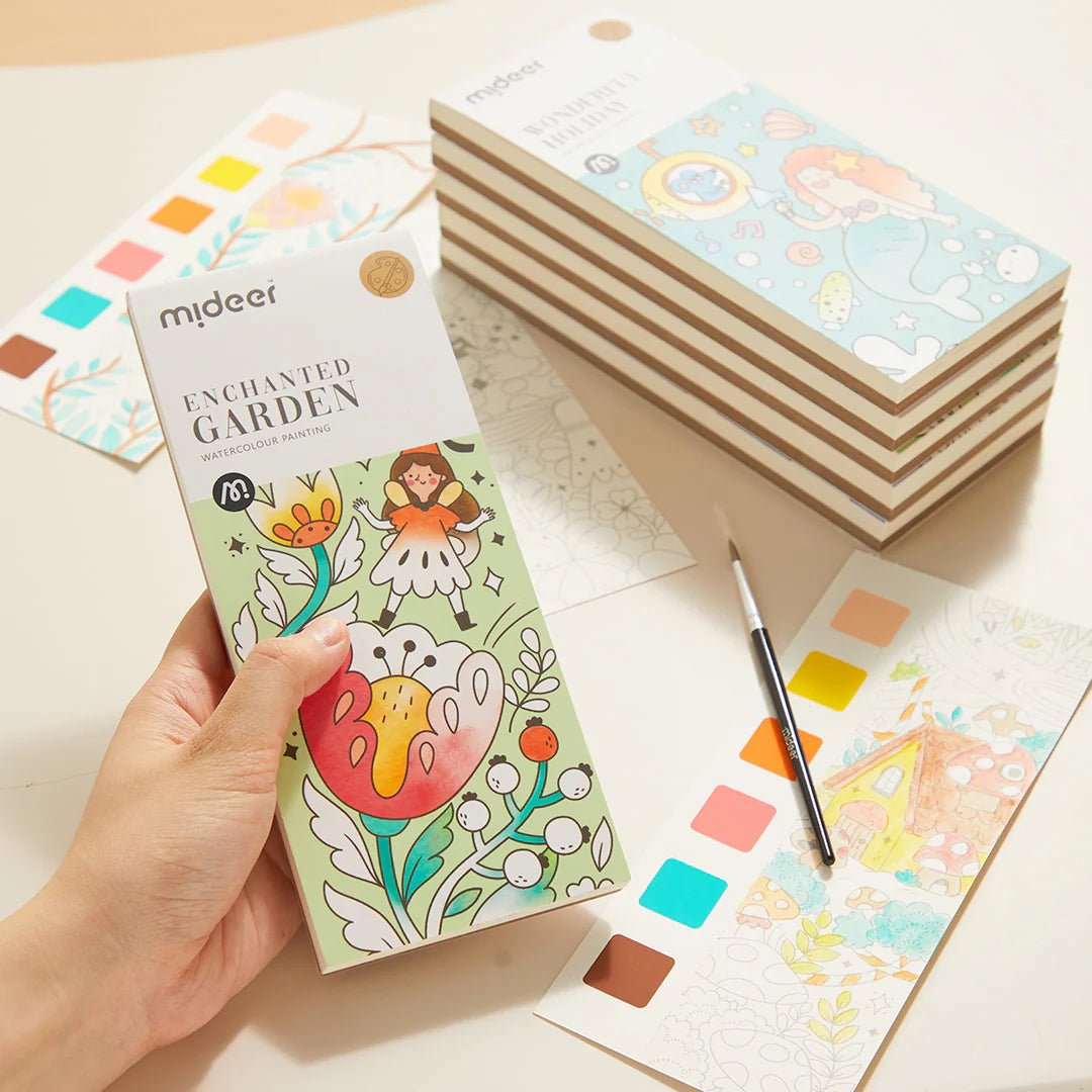 Bloc De Viaje Colorear Con Acuarelas Enchanted Garden Mideer - Mideer - PetitGegant