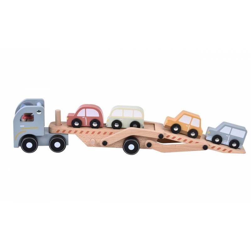 Camión-grua con vehiculos de madera Little Dutch-Little Dutch-PetitGegant