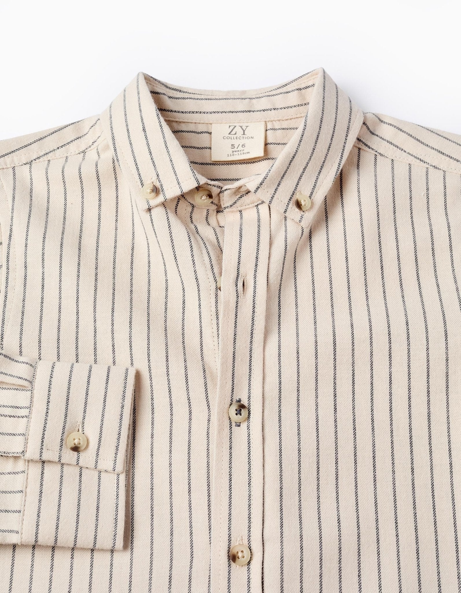 Camisa de Algodón a Rayas, Beige - Zippy - PetitGegant