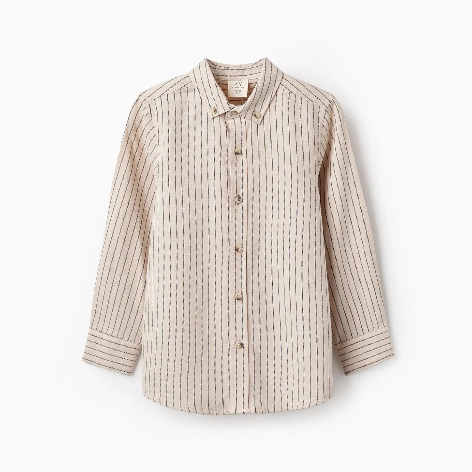 Camisa de Algodón a Rayas, Beige - Zippy - PetitGegant