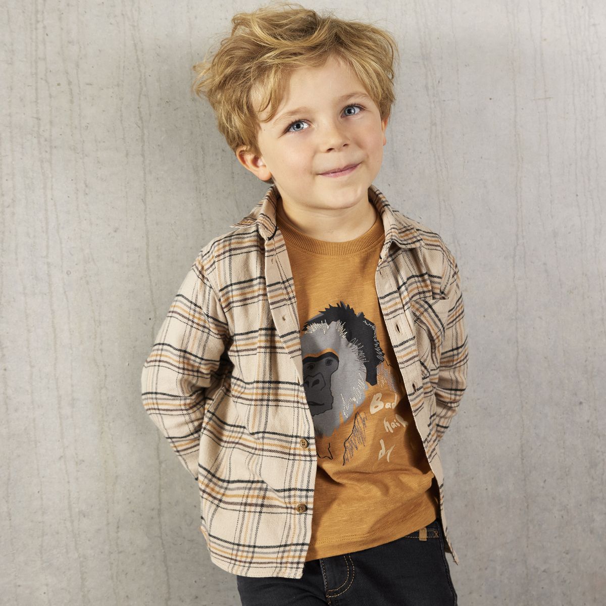 Camisa de Franela de Cuadros Oxford Tan Minymo - Minymo - PetitGegant