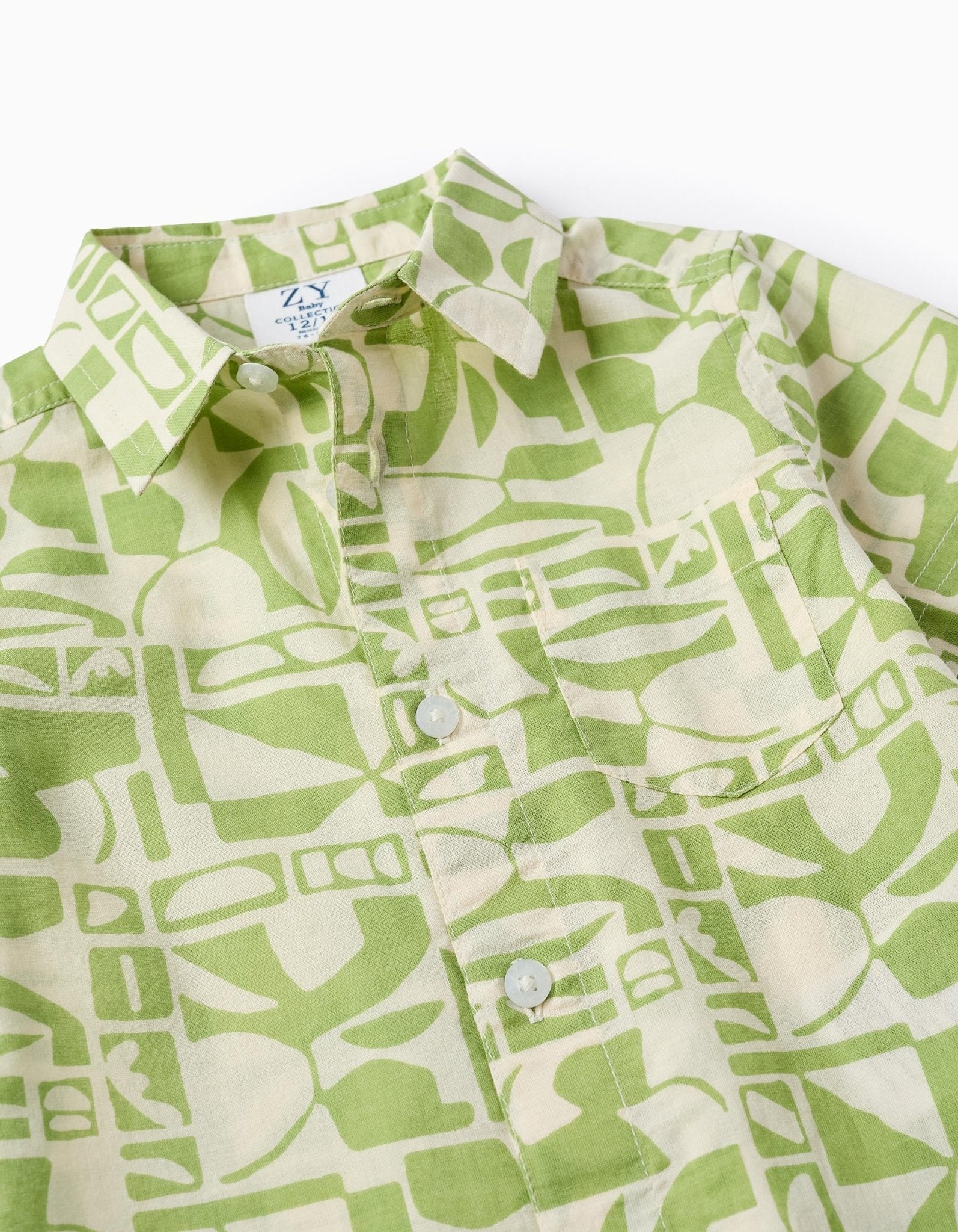 Camisa de Manga Corta con Estampado para Bebé Verde/Blanco ZY - Zippy - PetitGegant