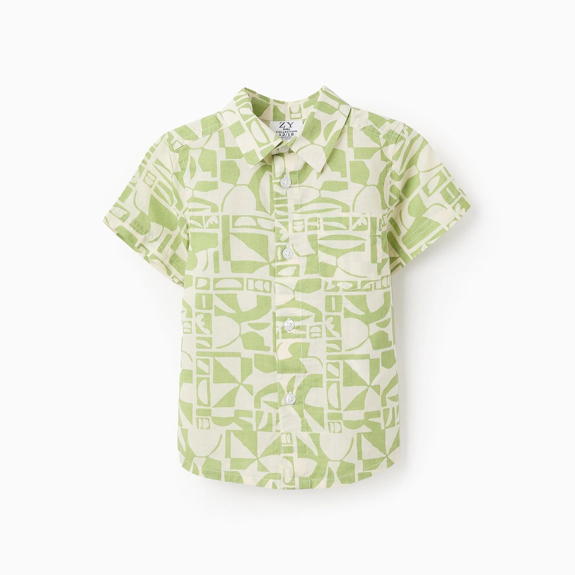 Camisa de Manga Corta con Estampado para Bebé Verde/Blanco ZY - Zippy - PetitGegant