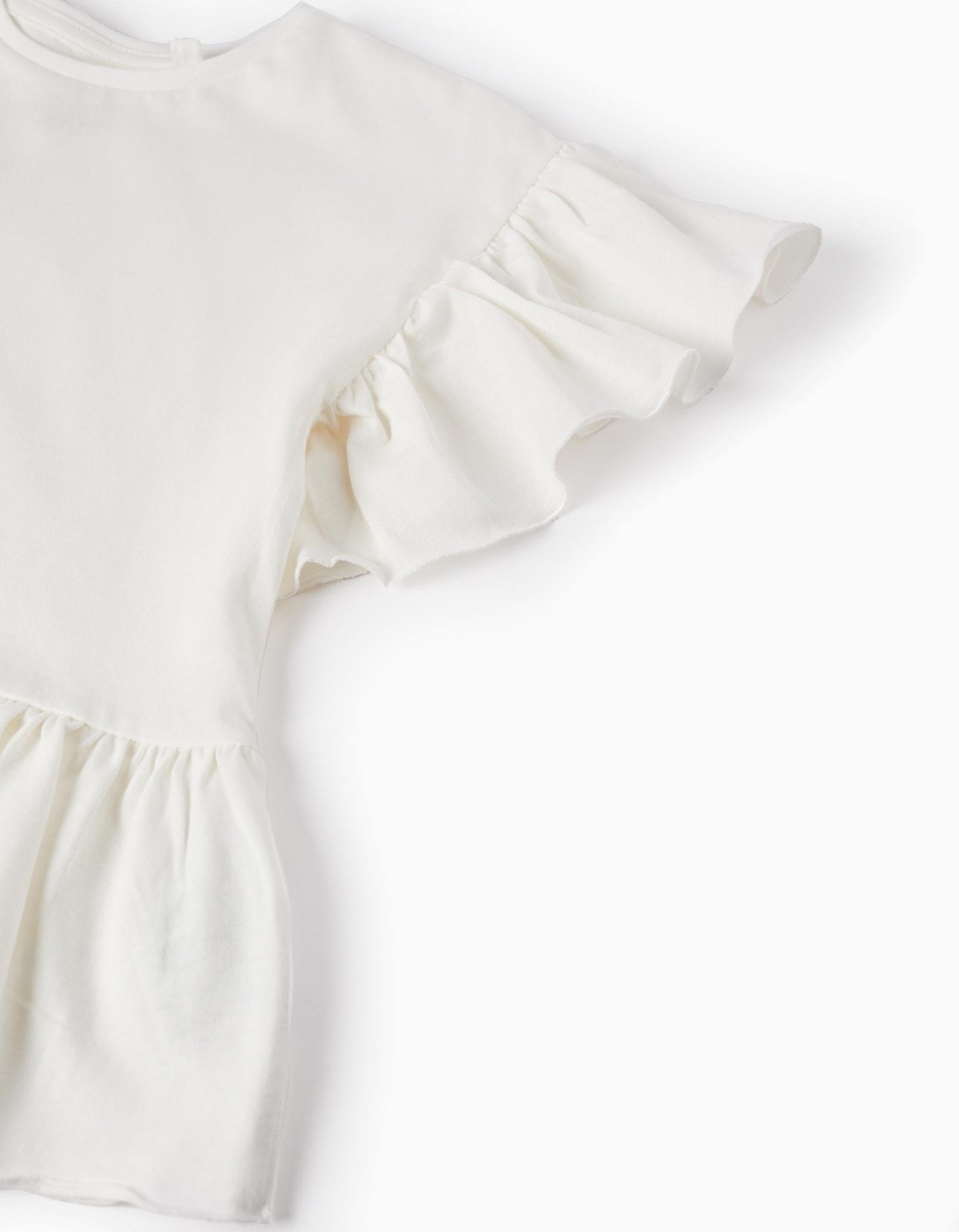 Camiseta de Algodón con Volantes Blanca ZY-Zippy-PetitGegant