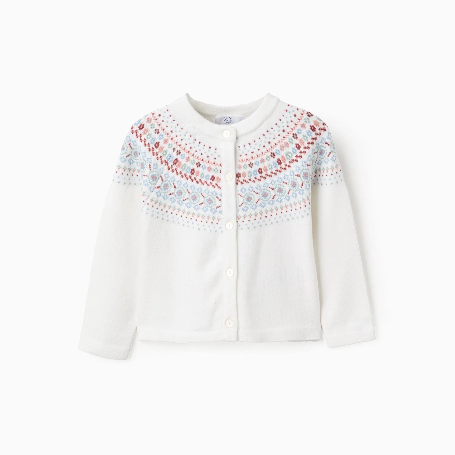 Chaqueta de Punto con Jacquard para Bebé Blanco, ZY - Zippy - PetitGegant