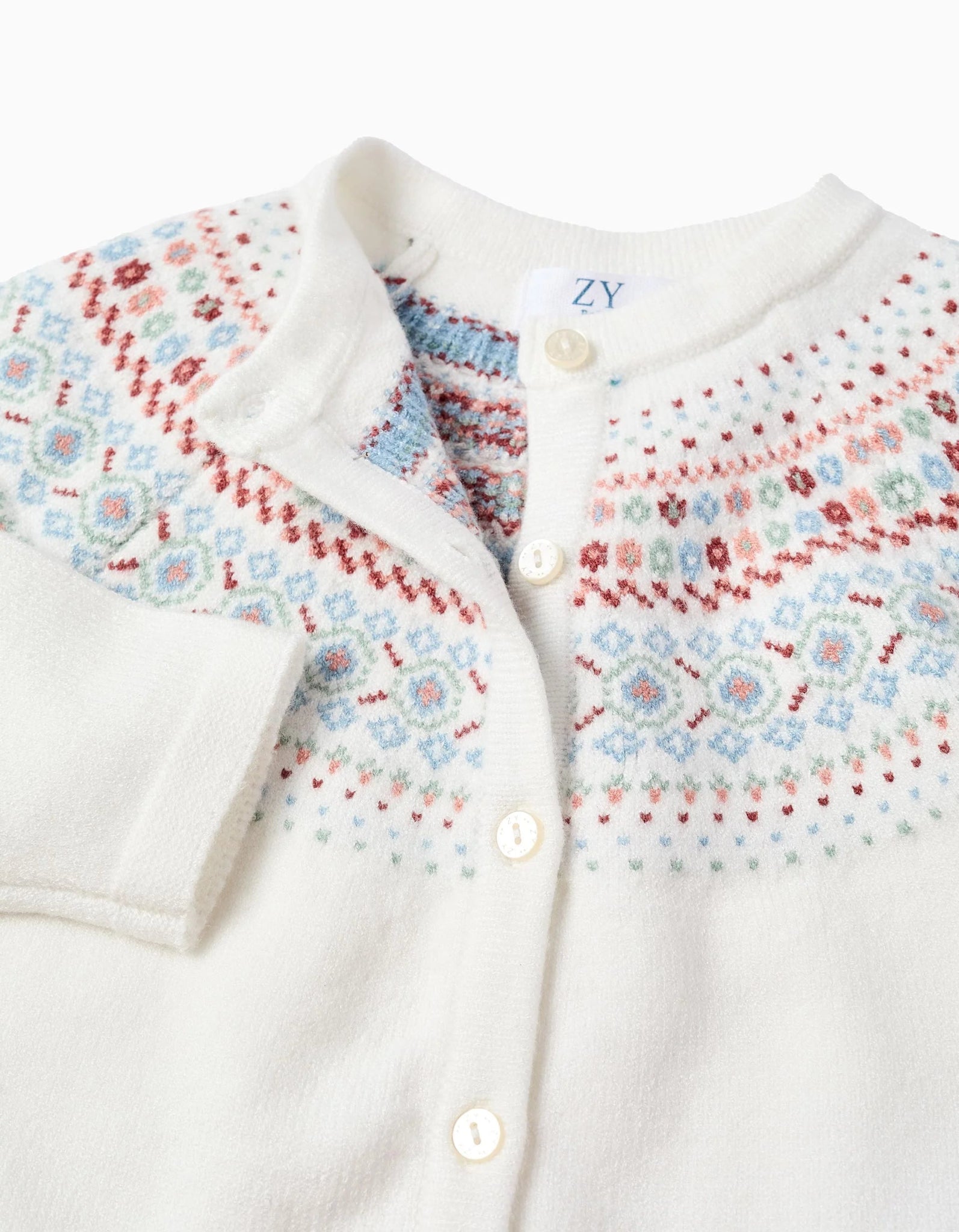 Chaqueta de Punto con Jacquard para Bebé Blanco, ZY - Zippy - PetitGegant