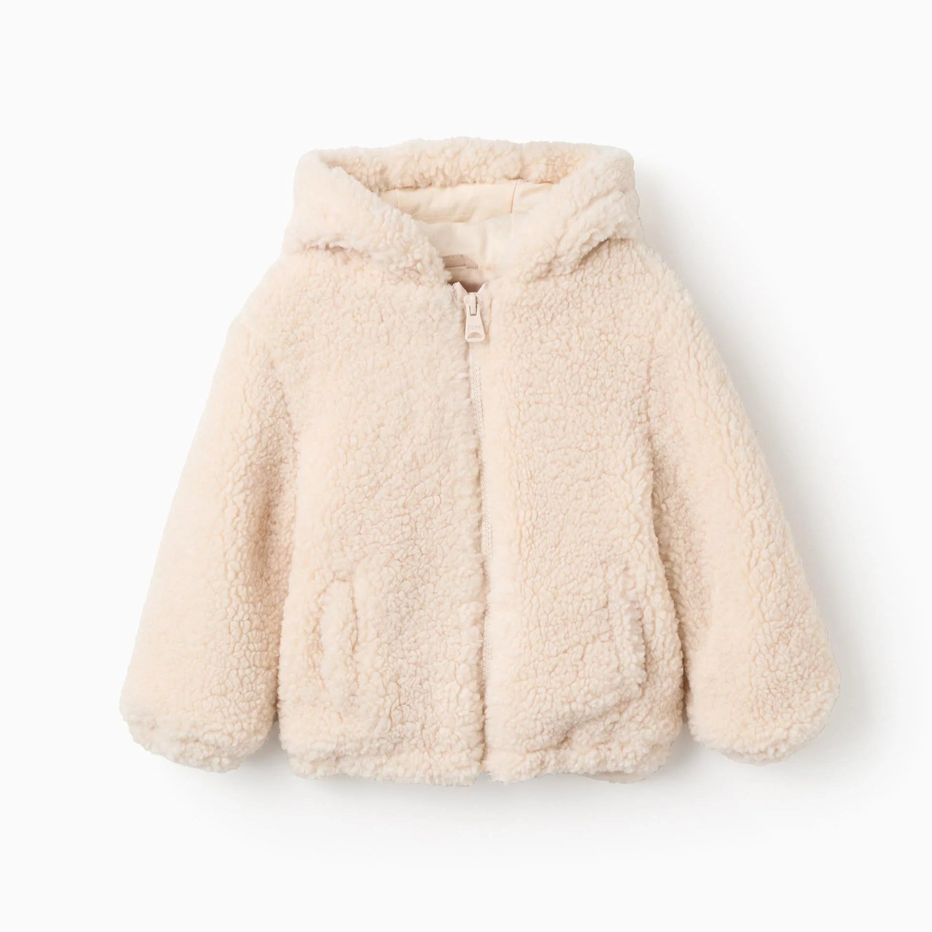 Chaqueta de Sherpa con Capucha para Bebé, Beige - Zippy - PetitGegant
