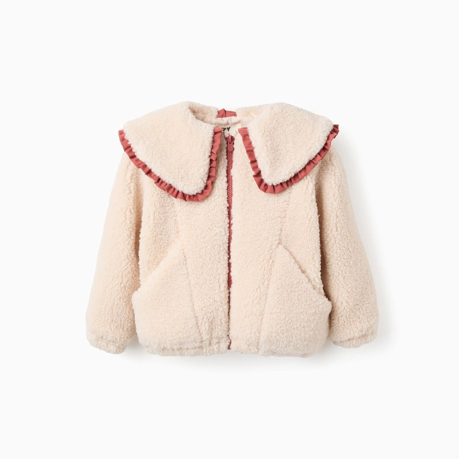 Chaqueta de Sherpa con Cuello Maxi para Niña, Beige ZY - Zippy - PetitGegant