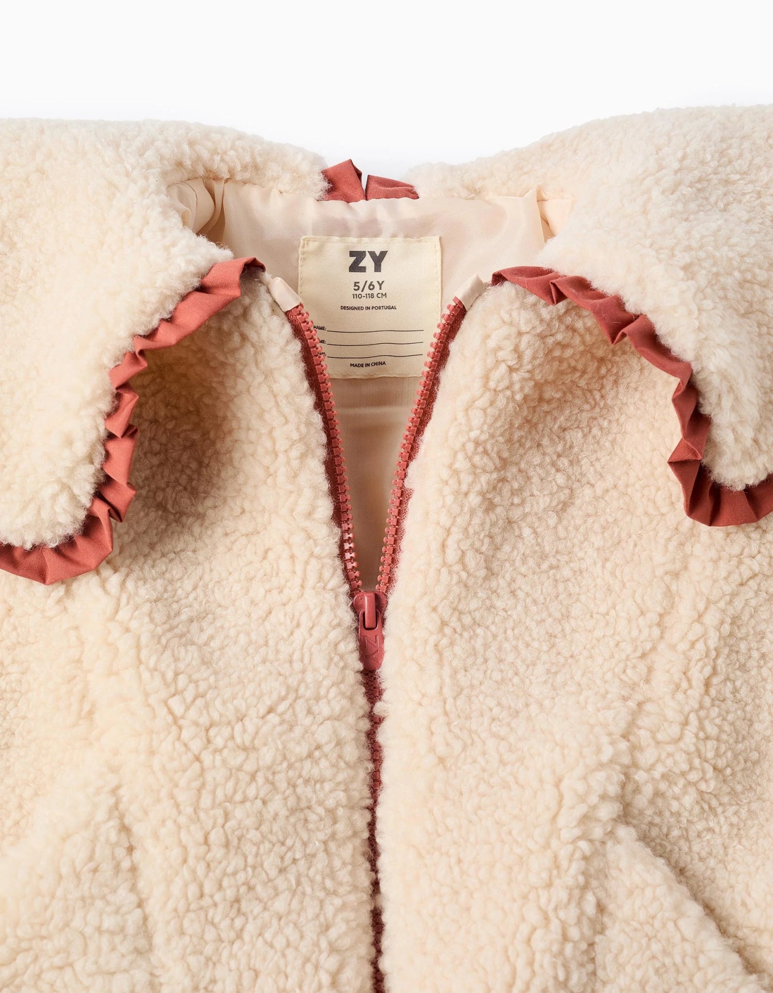 Chaqueta de Sherpa con Cuello Maxi para Niña, Beige ZY - Zippy - PetitGegant