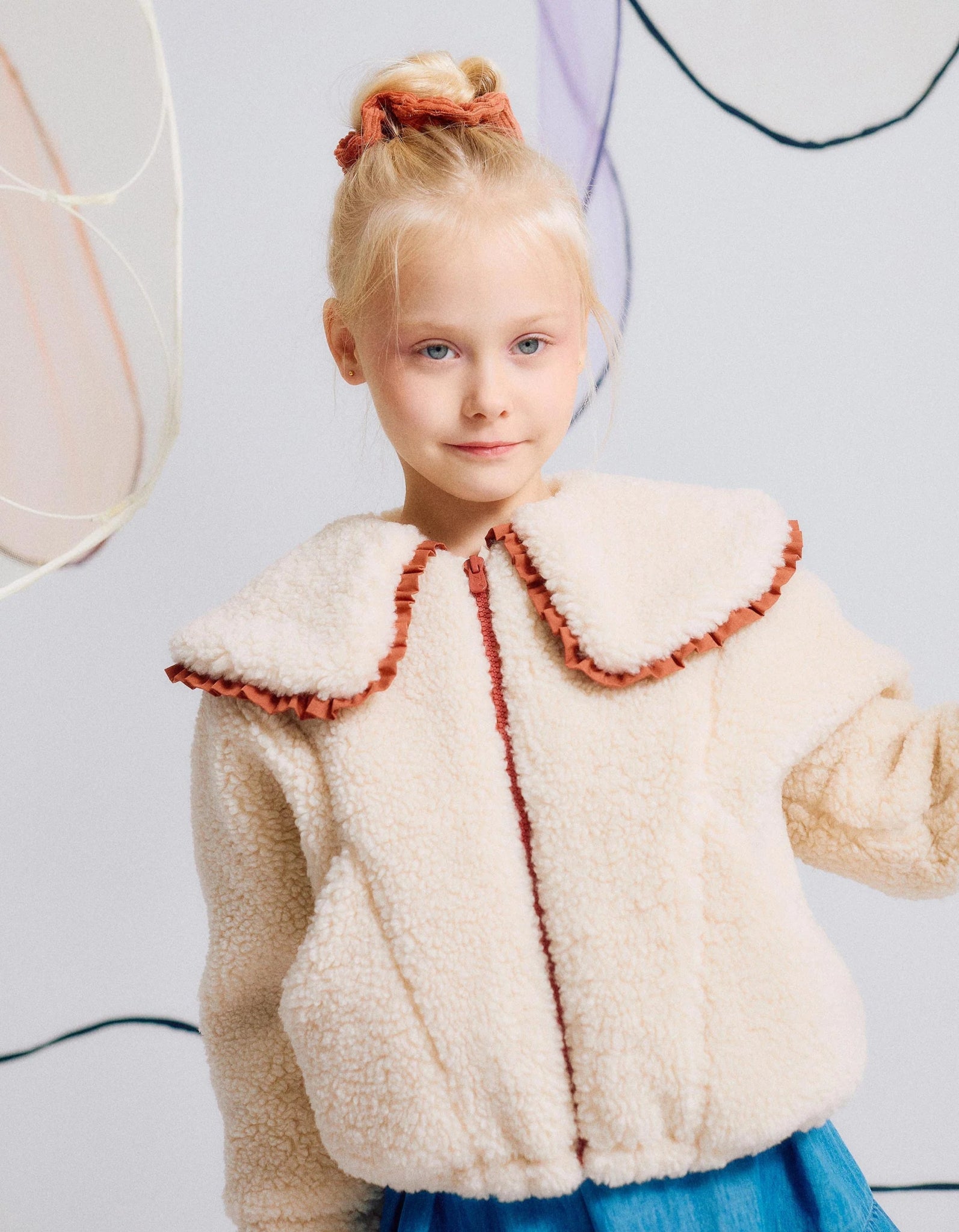 Chaqueta de Sherpa con Cuello Maxi para Niña, Beige ZY - Zippy - PetitGegant
