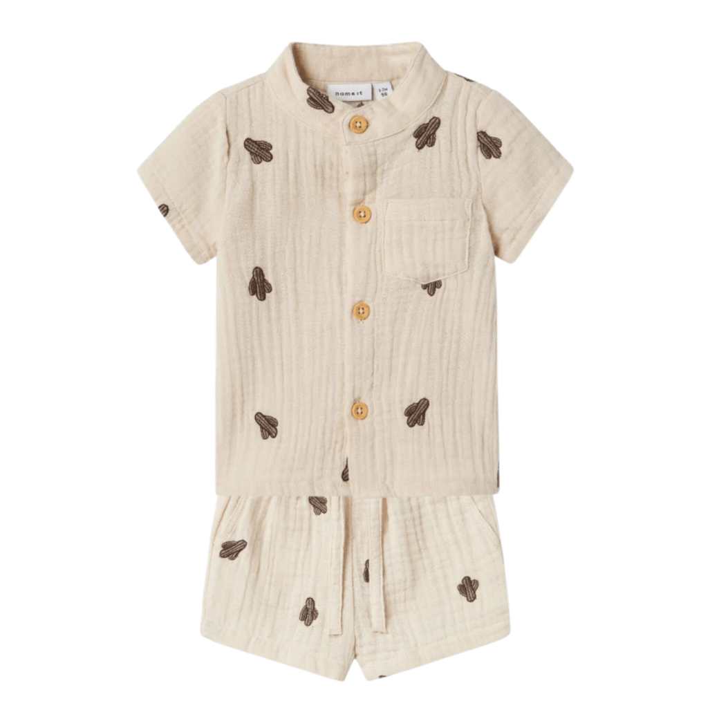 Conjunto Bebé Bambula Camisa+Shorts Joshua Peyote Name It - Name It - PetitGegant