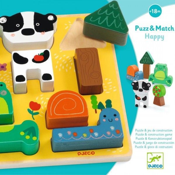 Encajable de madera Puzz & Match Djeco - Djeco - PetitGegant
