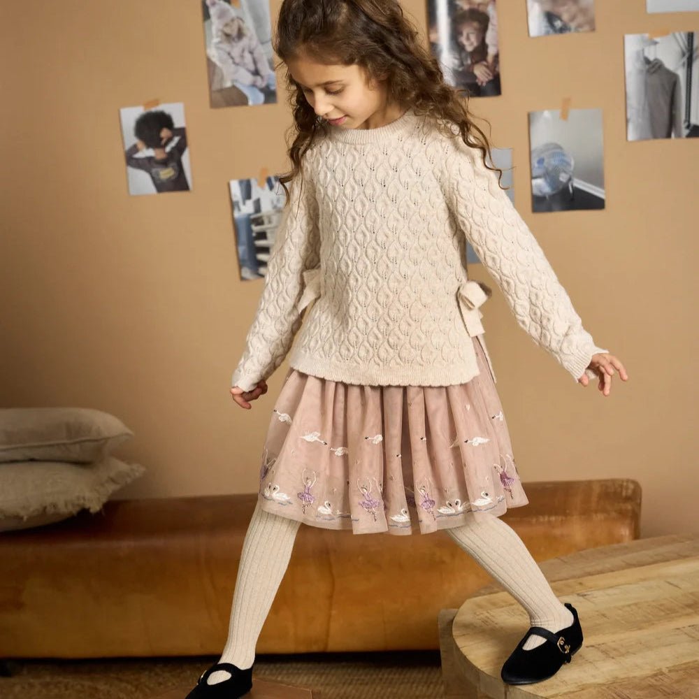 Falda De Tul Con Bordados Shadow Gray Minymo - Minymo - PetitGegant