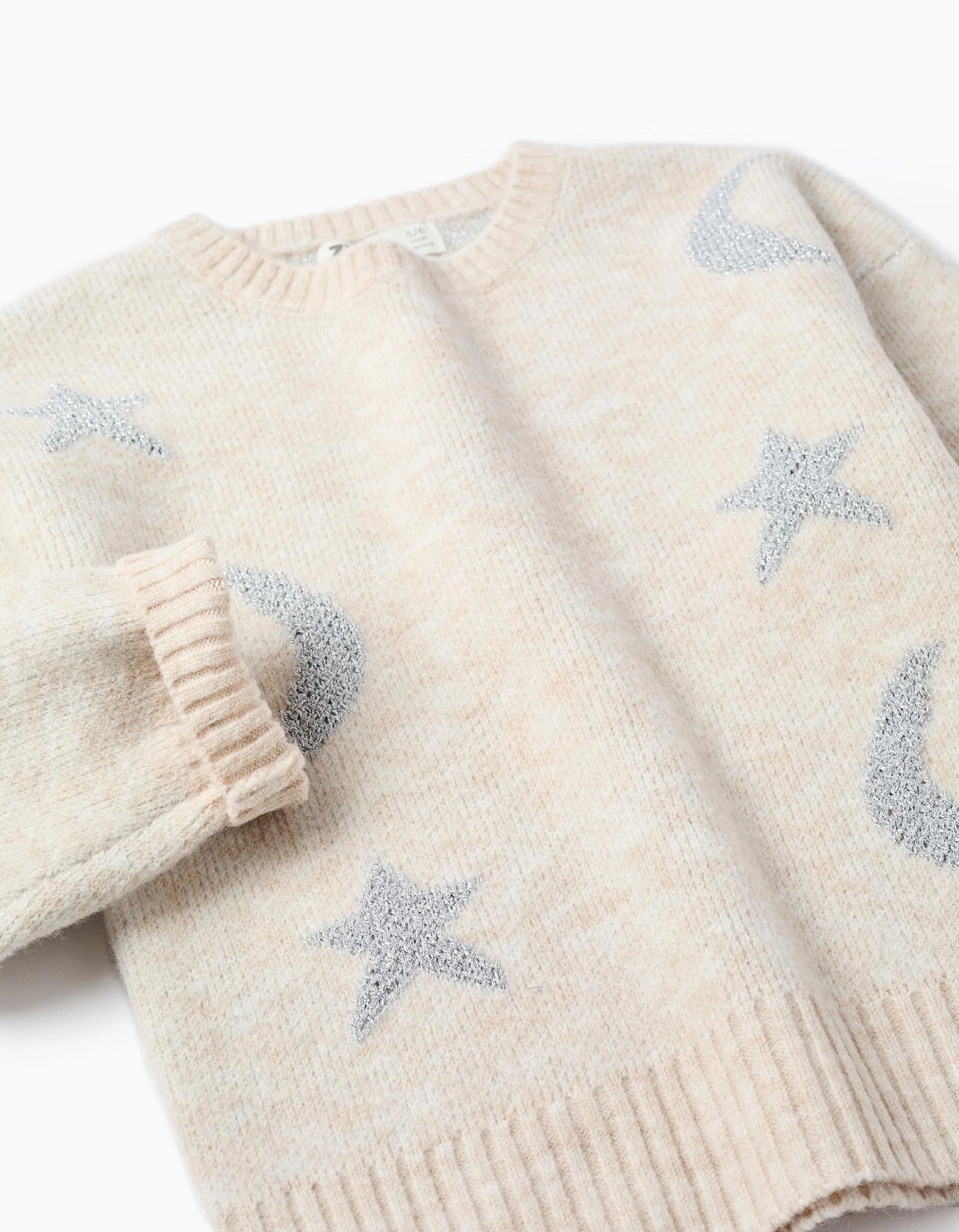 Jersey de punto con luna y estrellas de lúrex, beige, ZY - Zippy - PetitGegant