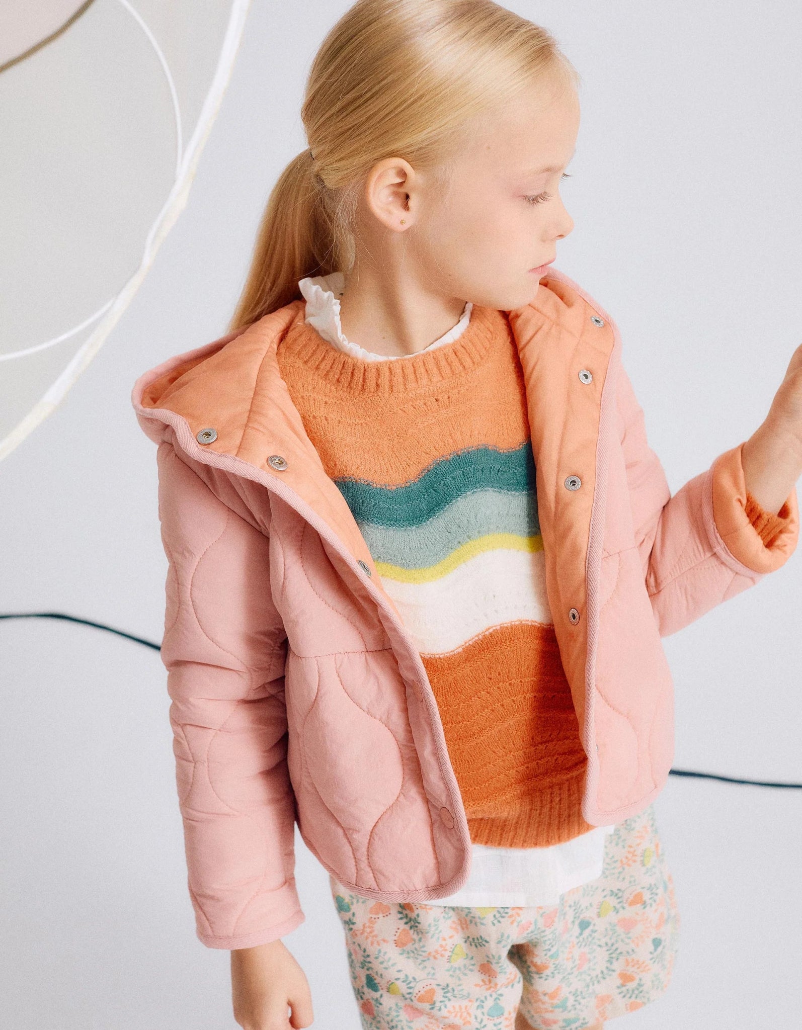 Jersey de Punto con Rayas Onduladas para Niña, Naranja ZY - Zippy - PetitGegant