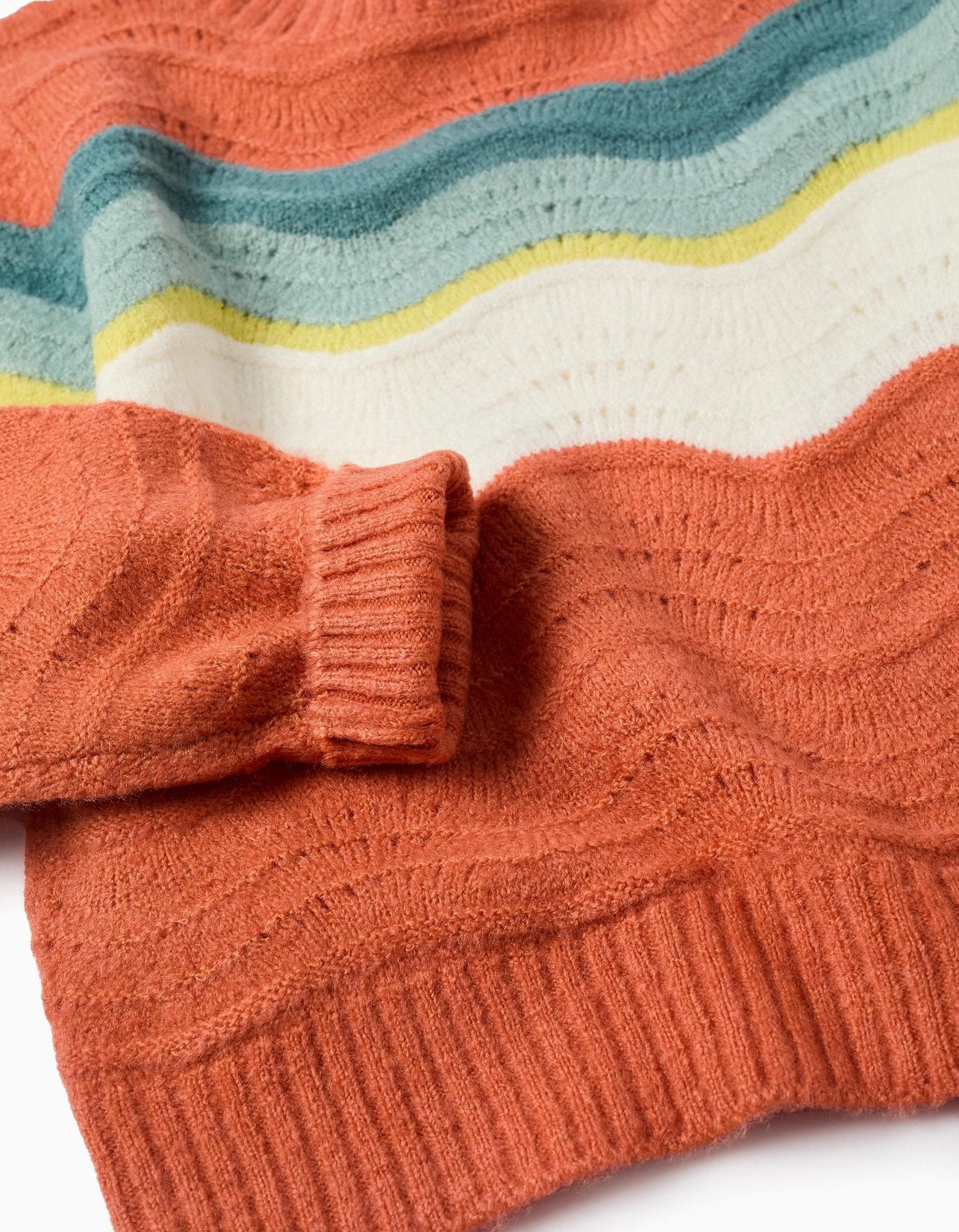 Jersey de Punto con Rayas Onduladas para Niña, Naranja ZY - Zippy - PetitGegant