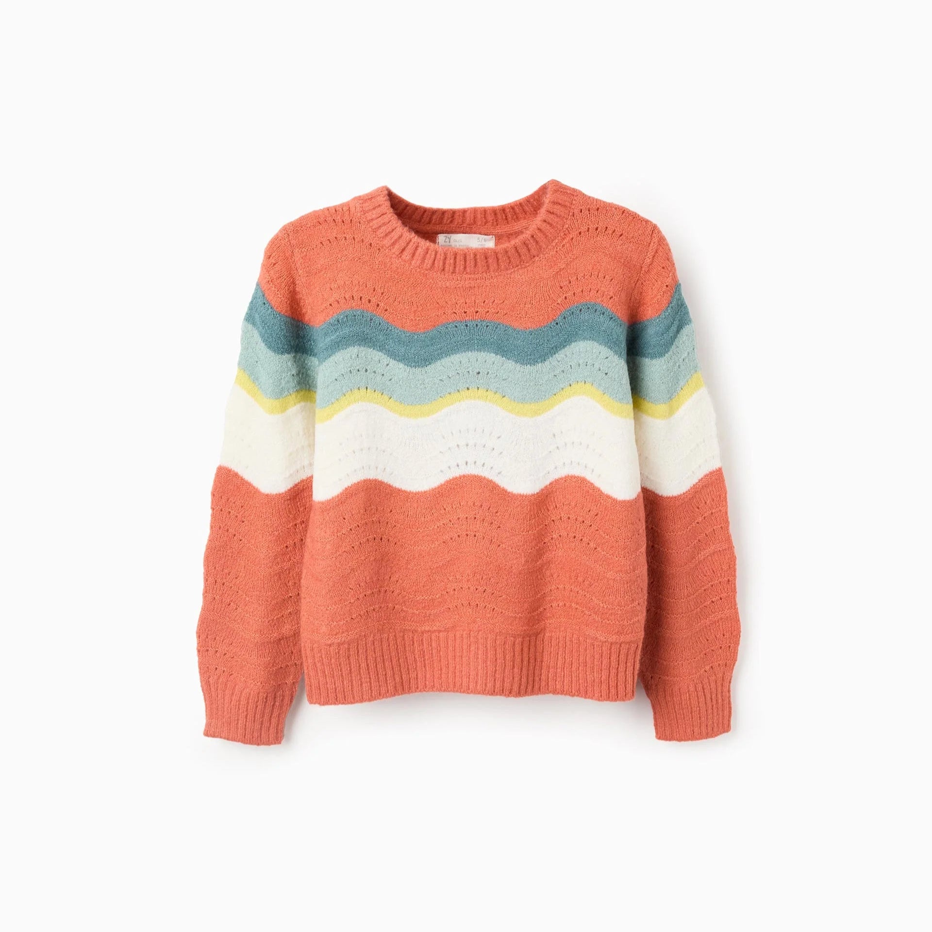 Jersey de Punto con Rayas Onduladas para Niña, Naranja ZY - Zippy - PetitGegant
