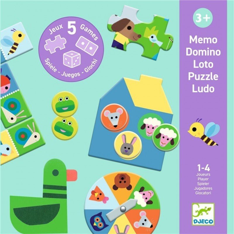Memo Domino Loto Puzzle Ludo En la Granja Djeco - Djeco - PetitGegant