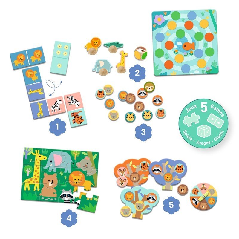 Memo Domino Loto Puzzle Ludo En la Granja Djeco - Djeco - PetitGegant