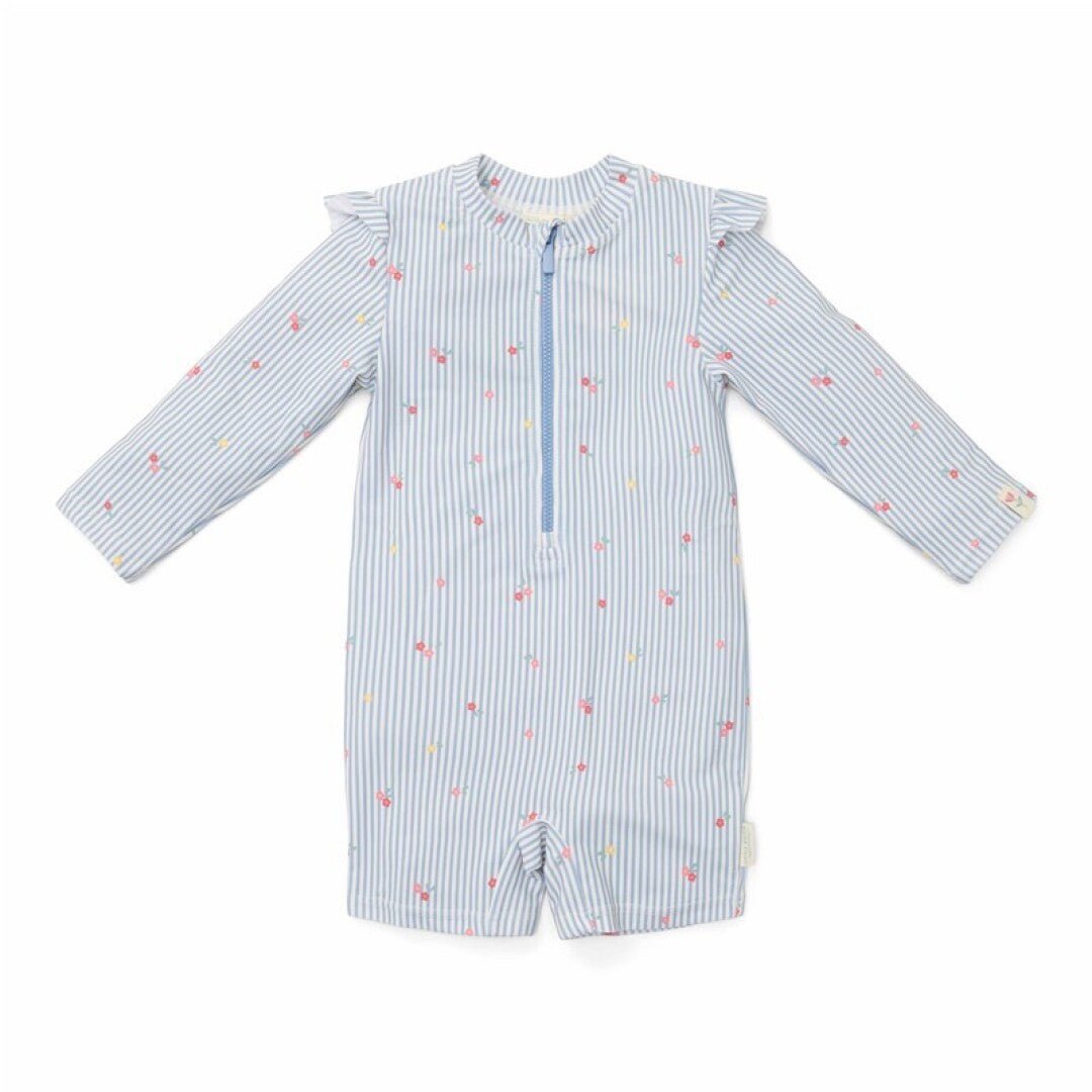 Mono de Baño Bebé Manga Larga UPF40+ Sunny Flowers Blue Little Dutch - Little Dutch - PetitGegant