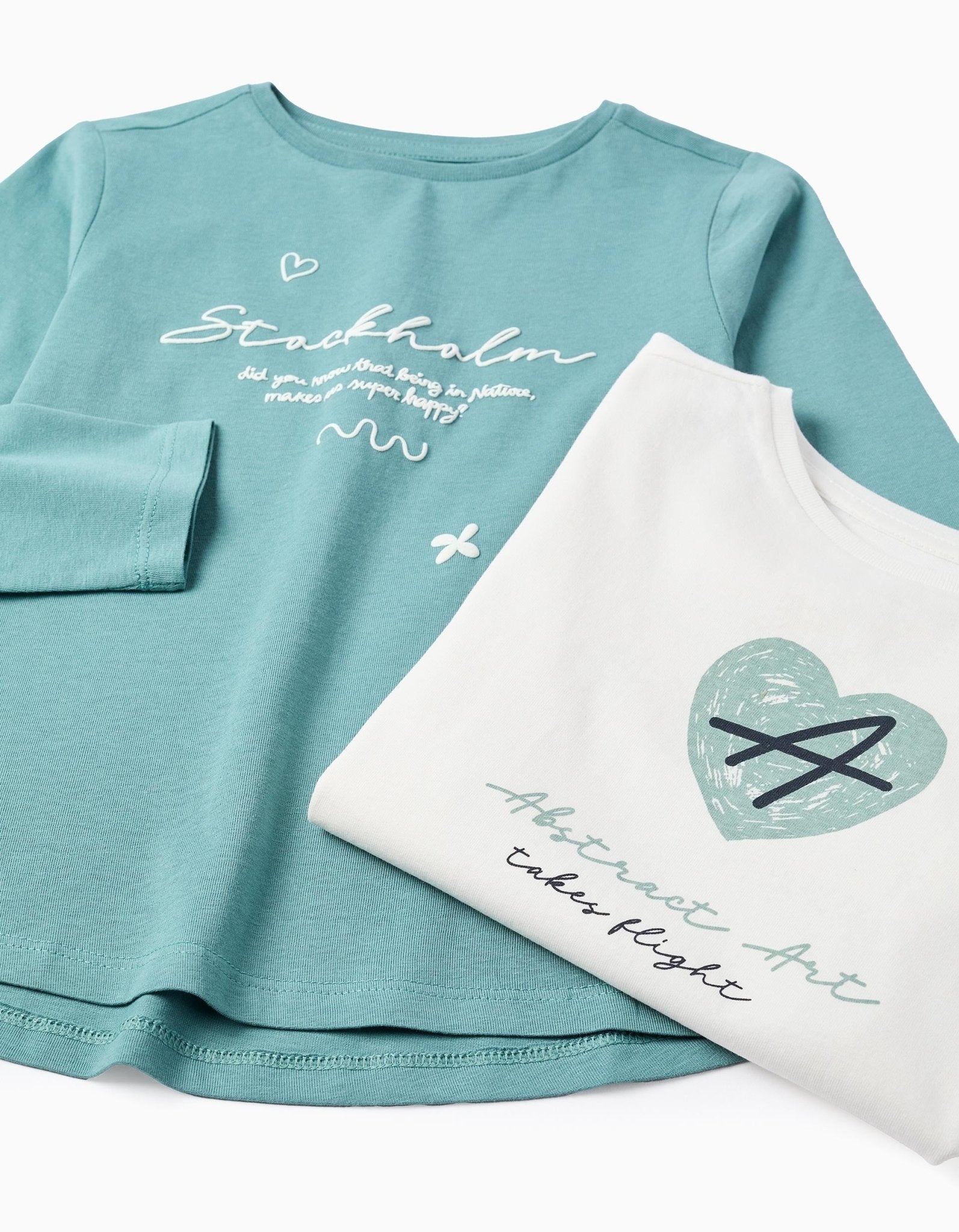 Pack 2 Camisetas Algodón Abstract Blanco/ Verde Zy - Zippy - PetitGegant