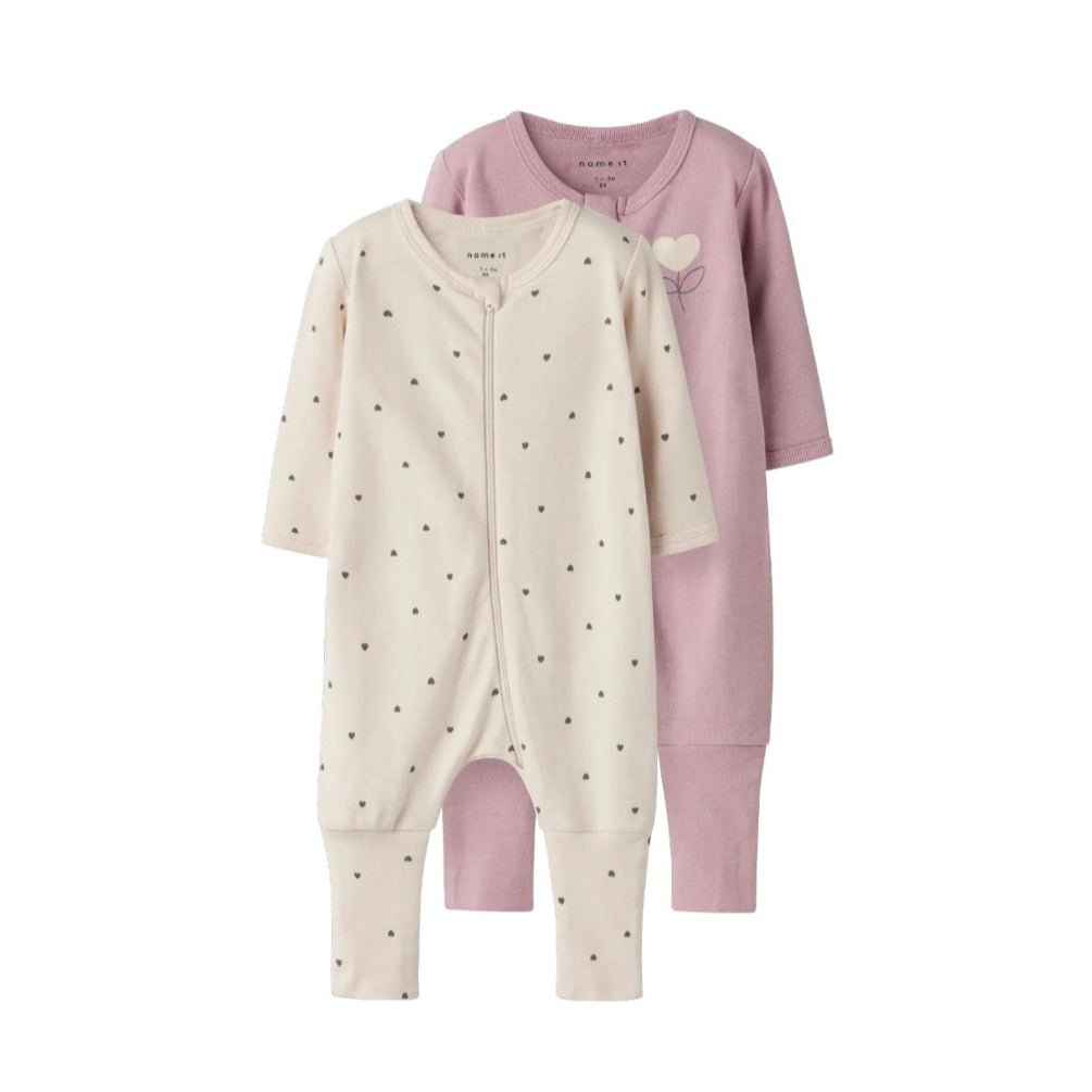 Pack 2 Uds. Pijama Hearts Sand Mauve Name It - Name It - PetitGegant