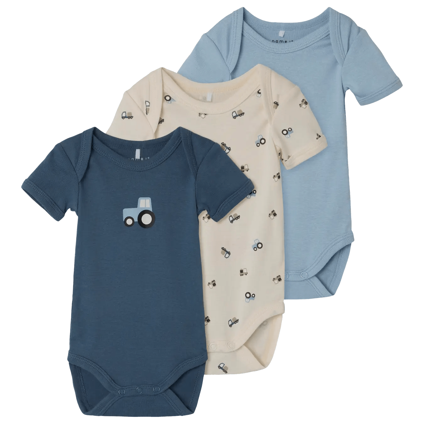 Pack 3Uds. Bodies Manga Corta Tractor Blue Name It - Name It - PetitGegant