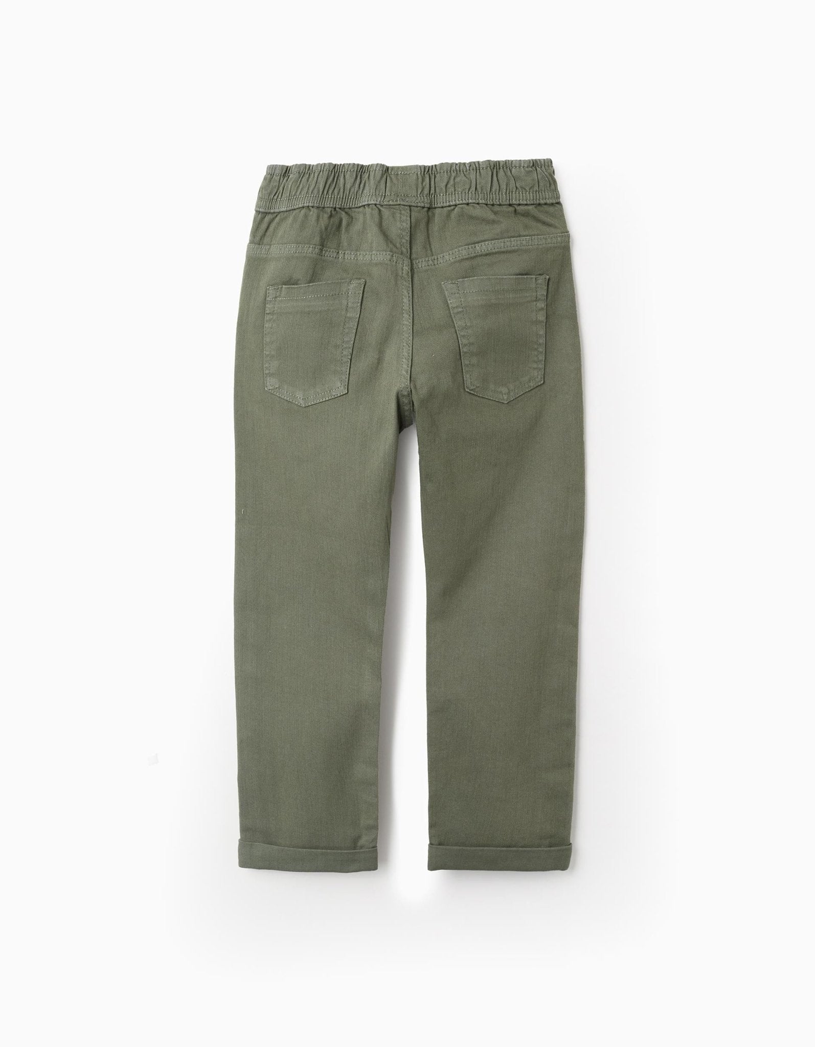 Pantalón de Sarga con Cintura Elástica y Cordón 'Slim', Verde ZY - Zippy - PetitGegant