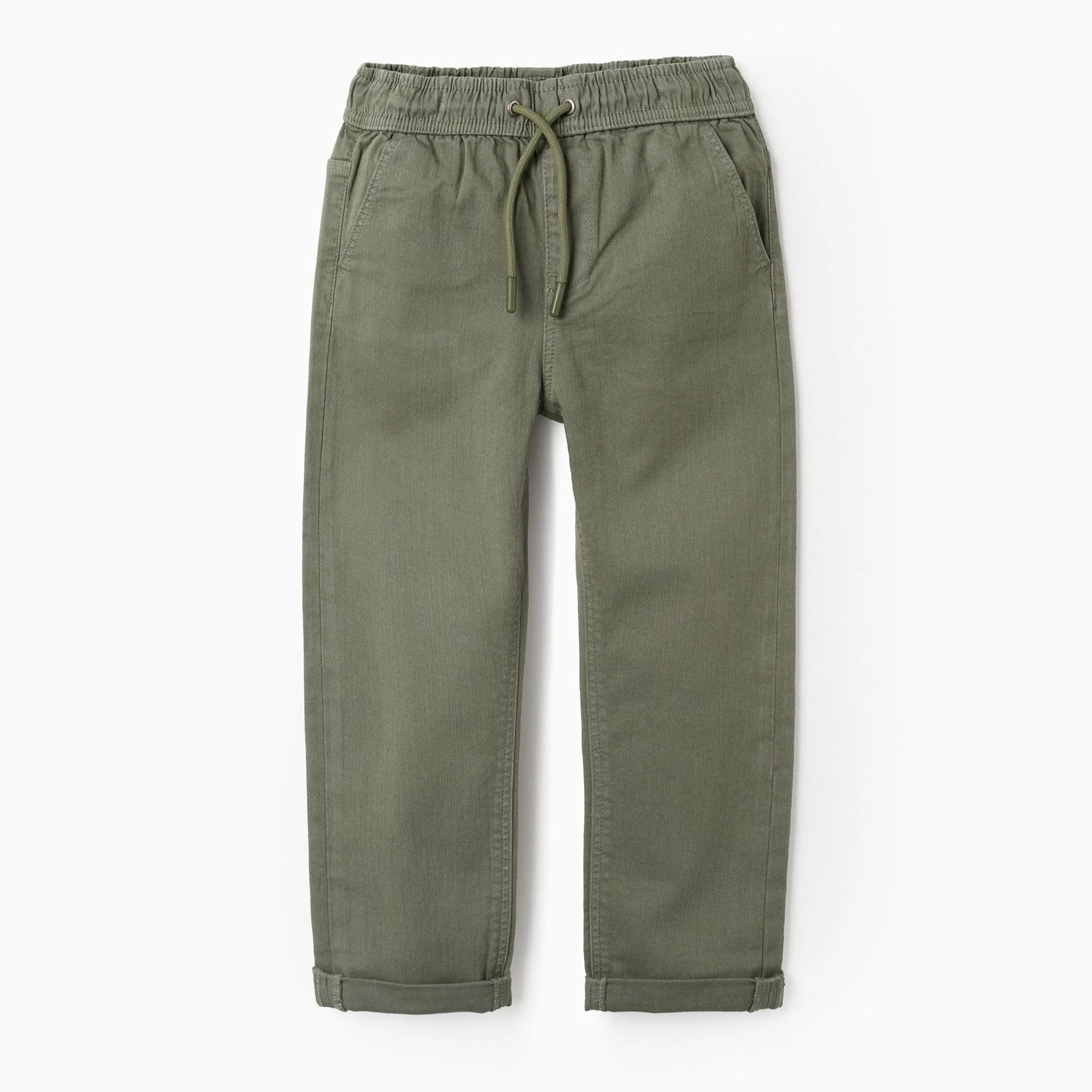 Pantalón de Sarga con Cintura Elástica y Cordón 'Slim', Verde ZY - Zippy - PetitGegant