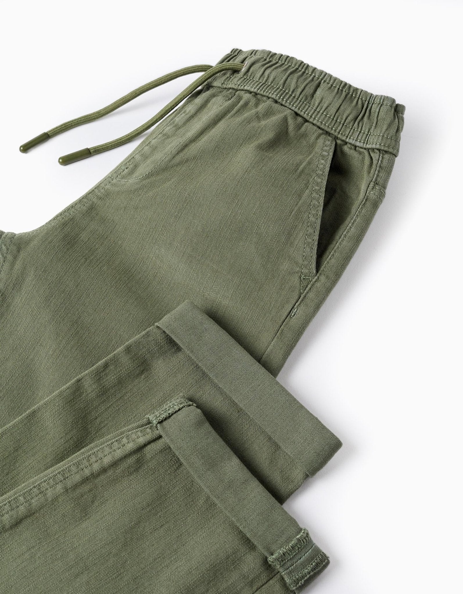 Pantalón de Sarga con Cintura Elástica y Cordón 'Slim', Verde ZY - Zippy - PetitGegant
