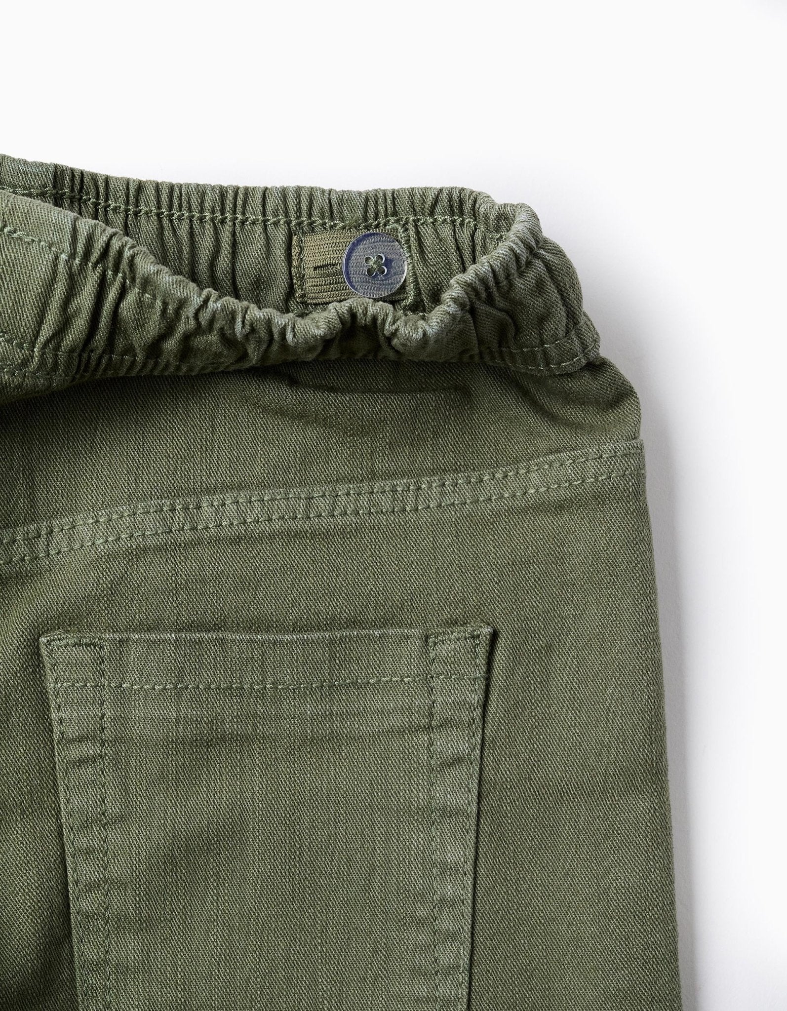 Pantalón de Sarga con Cintura Elástica y Cordón 'Slim', Verde ZY - Zippy - PetitGegant