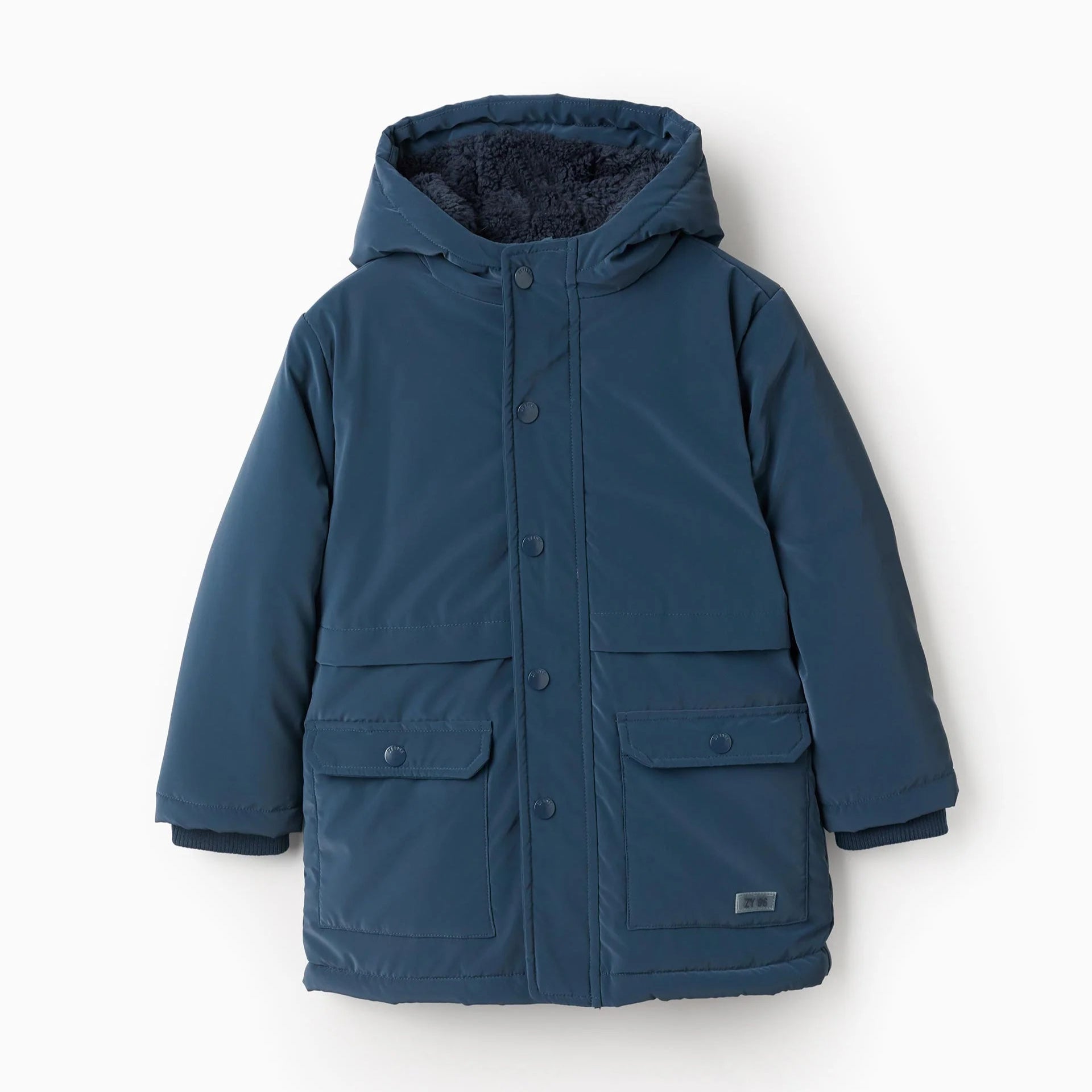 Parka Impermeable con Capucha y Forro de Sherpa, Azul ZY - Zippy - PetitGegant