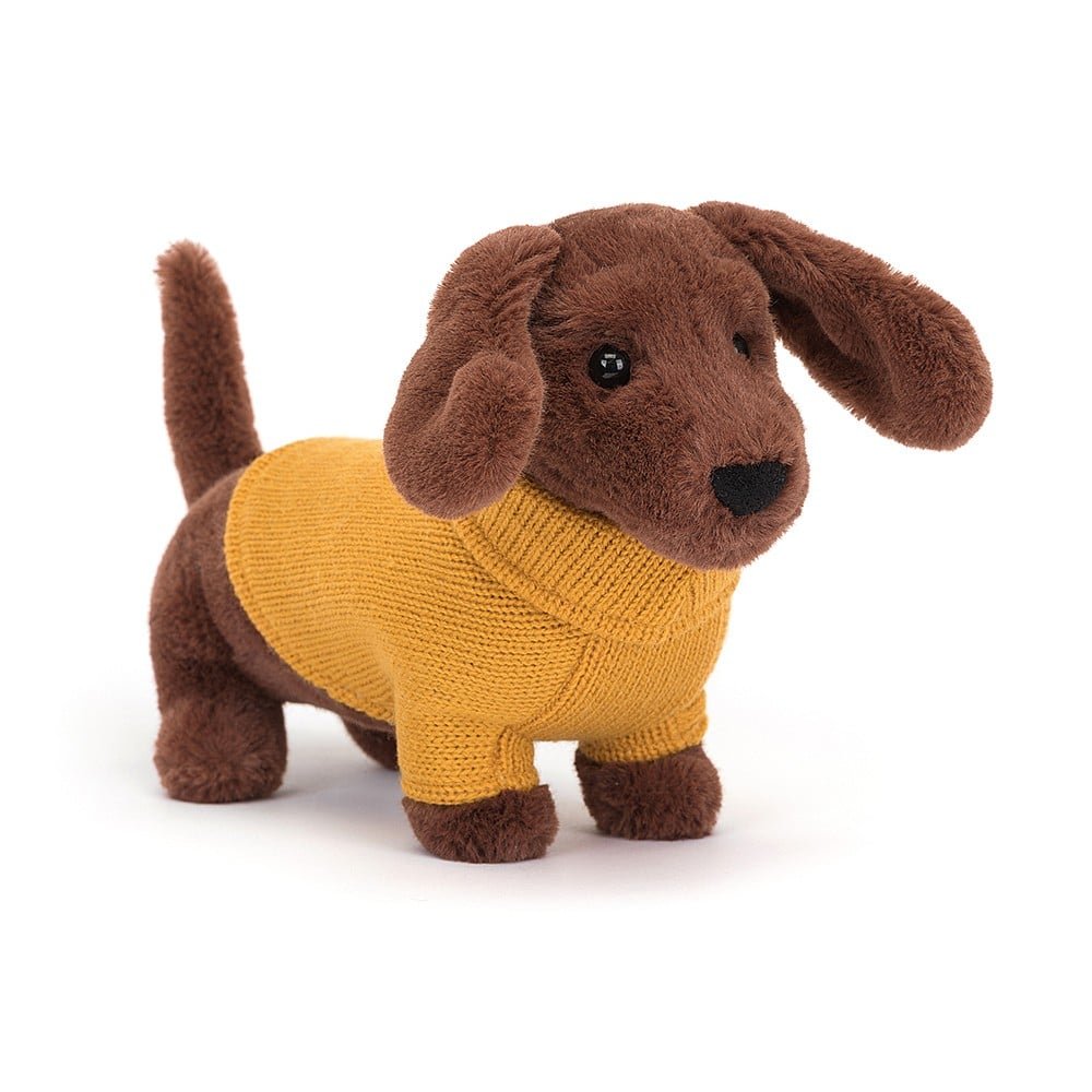 Peluche Sweater Sausage Dog Yellow Jellycat-Jellycat-PetitGegant