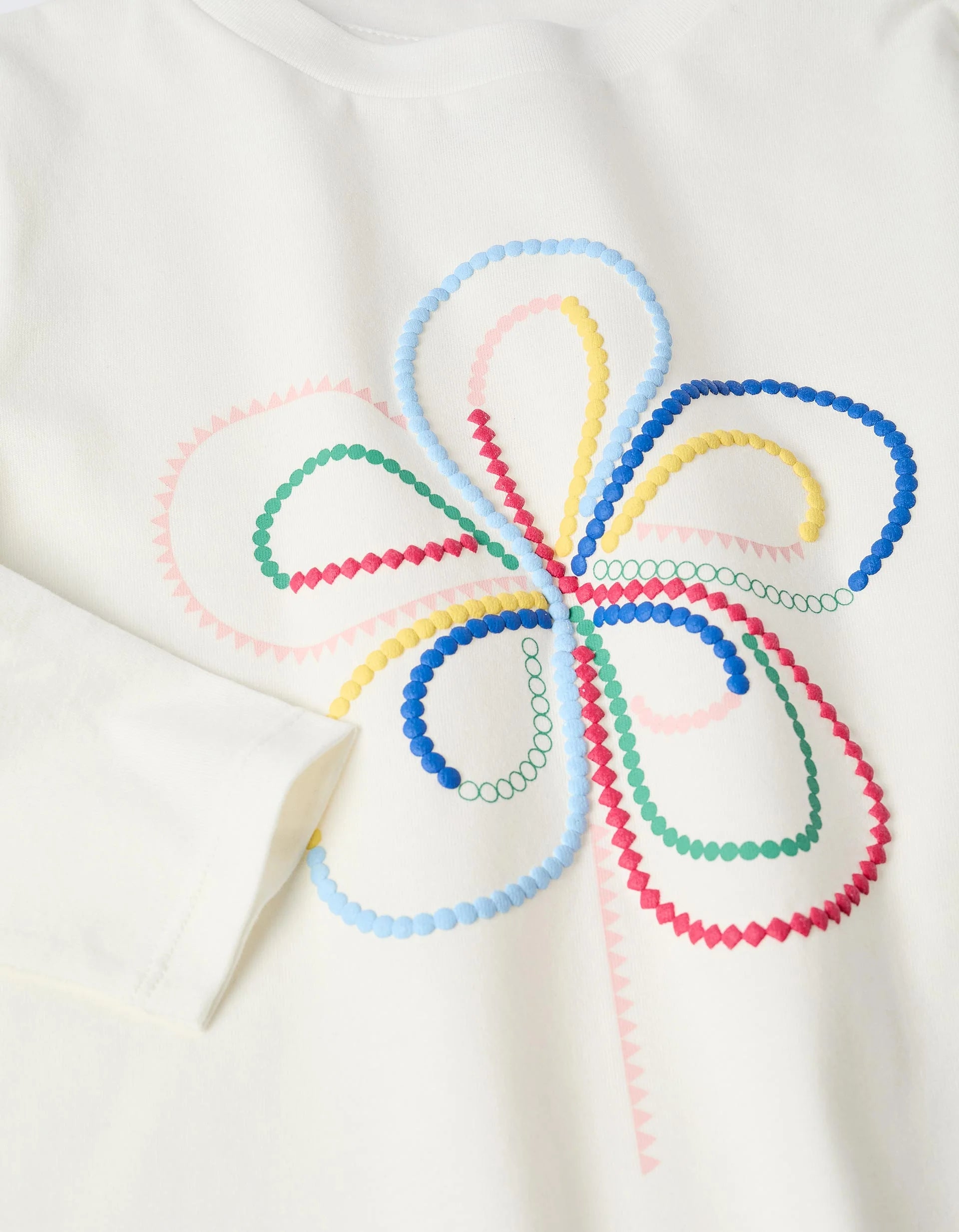 Camiseta Algodón Flor Multicolor Relieve  Zy