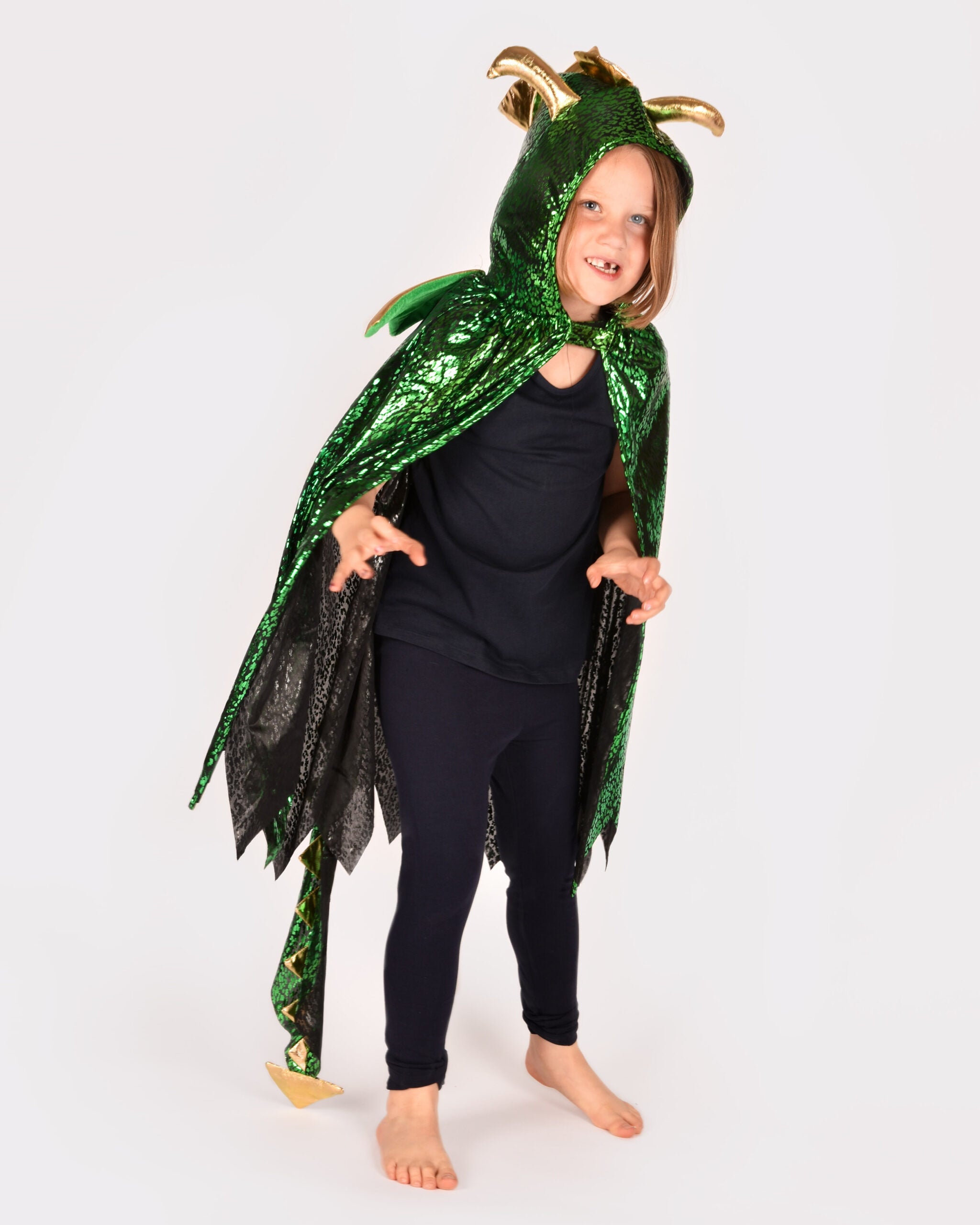 Capa-Difraz Dragón Verde 3 a 8 Años Den Goda Fen
