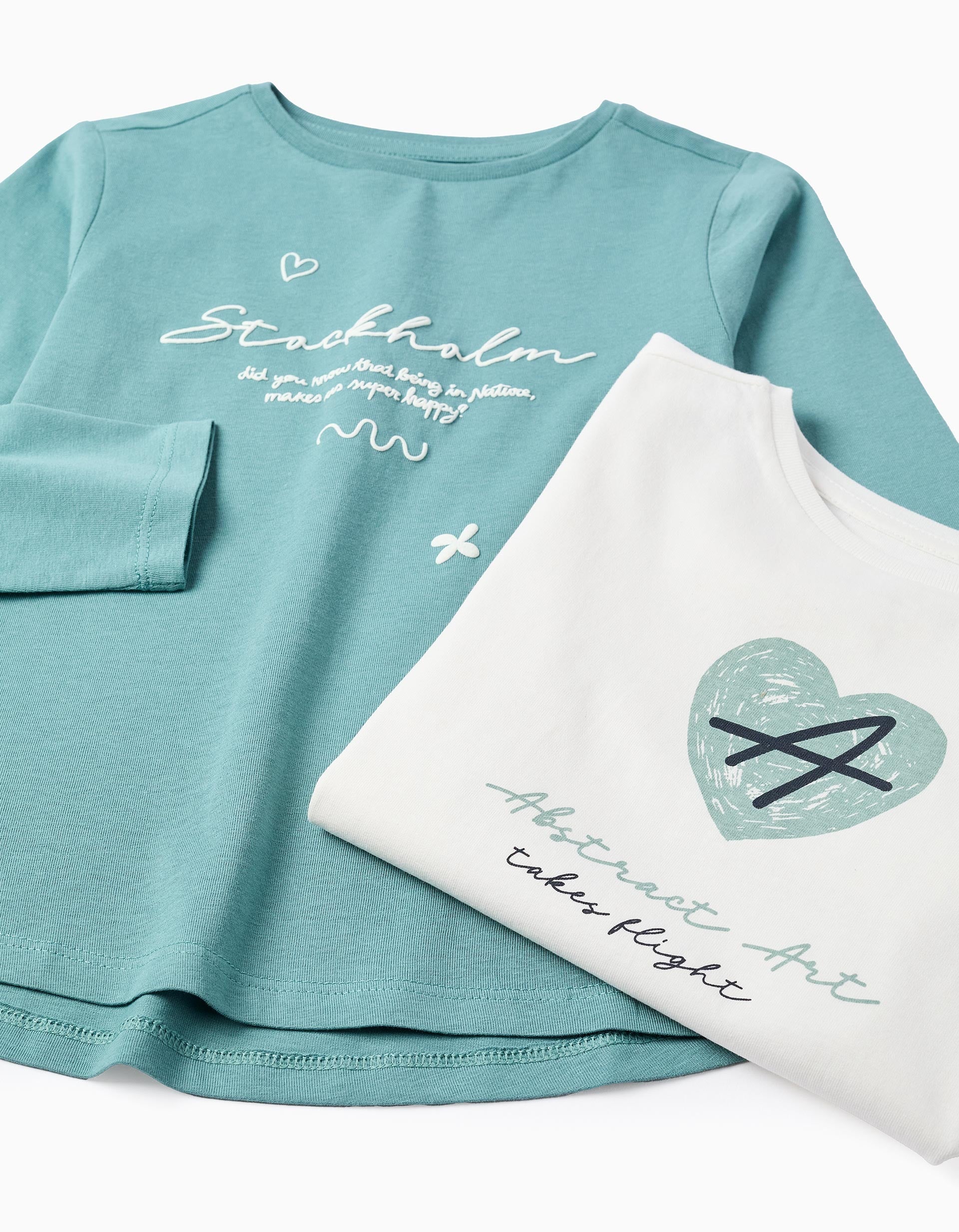 Pack 2 Camisetas Algodón Abstract Blanco/ Verde Zy