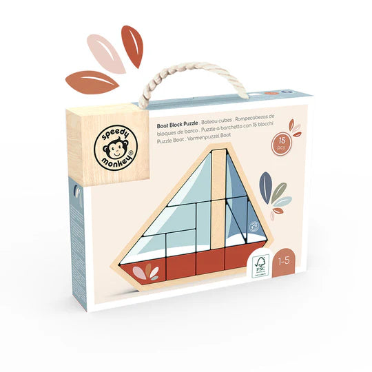 Puzzle Encajable Bloques Barco Speedy Monkey