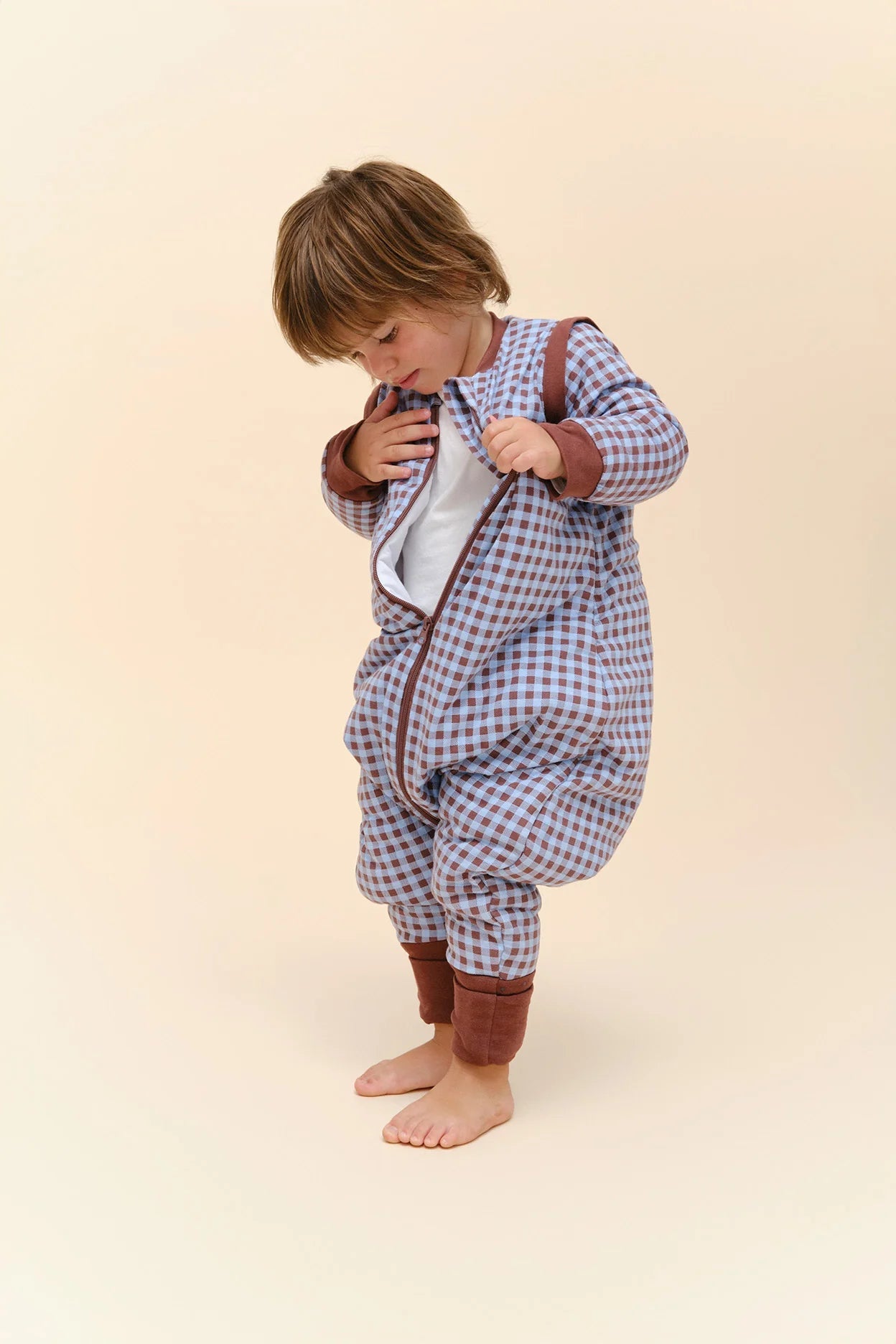 Pijama Manta con Mangas Vichy Brown & Blue TOG 2.5 Molis & Co - Molis&Co - PetitGegant