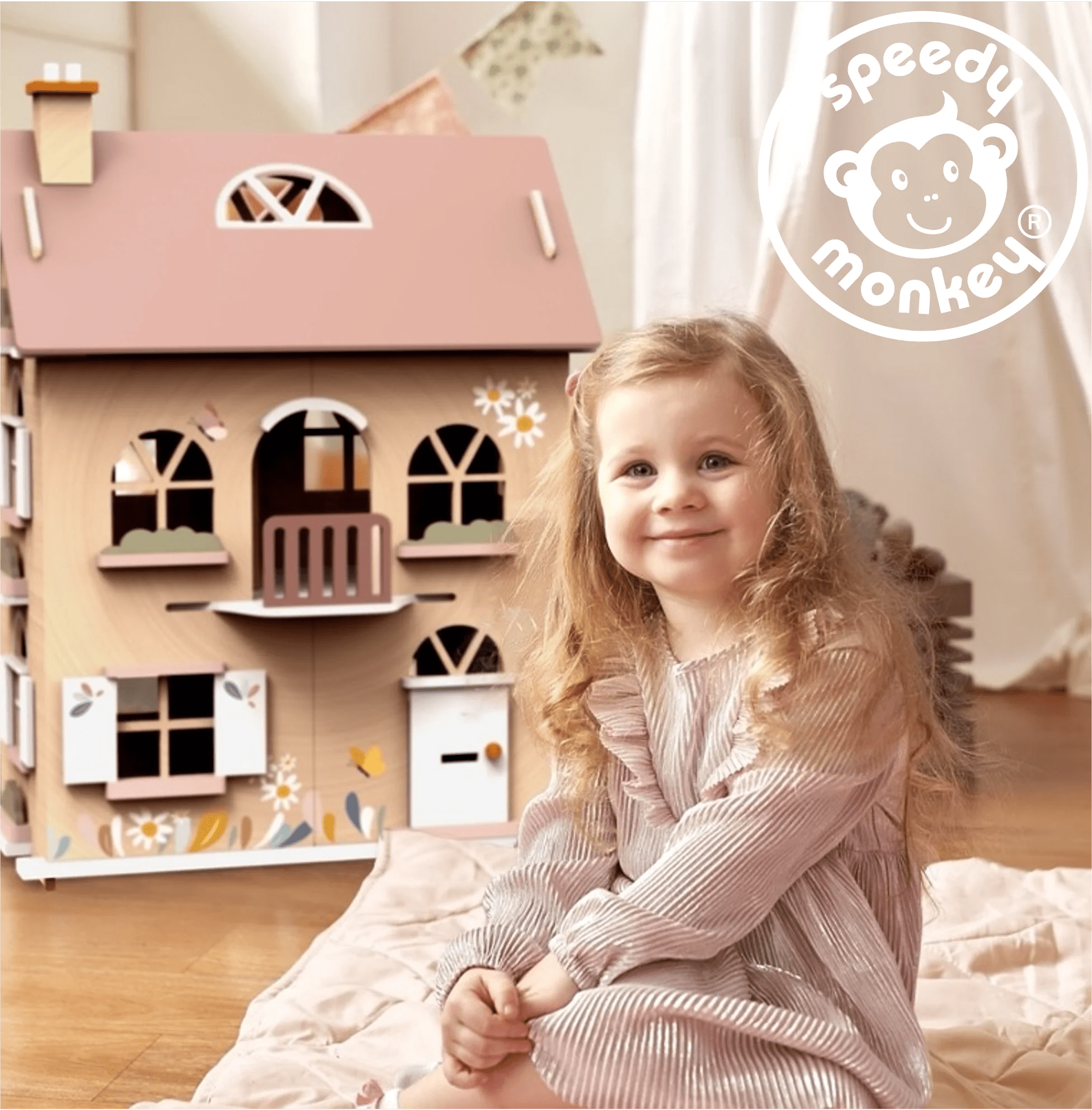 Salón Casa de Muñecas con Muñeca Speedy Monkey - Toopiz - PetitGegant