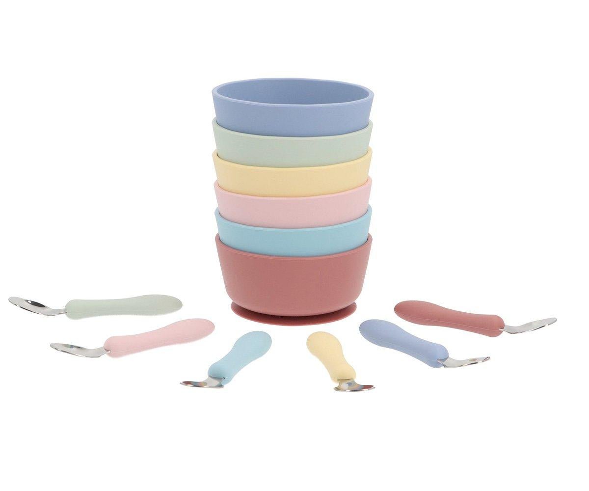 Set Bol Silicona+cuchara Acero Brick Blush Tutete - Tutete - PetitGegant